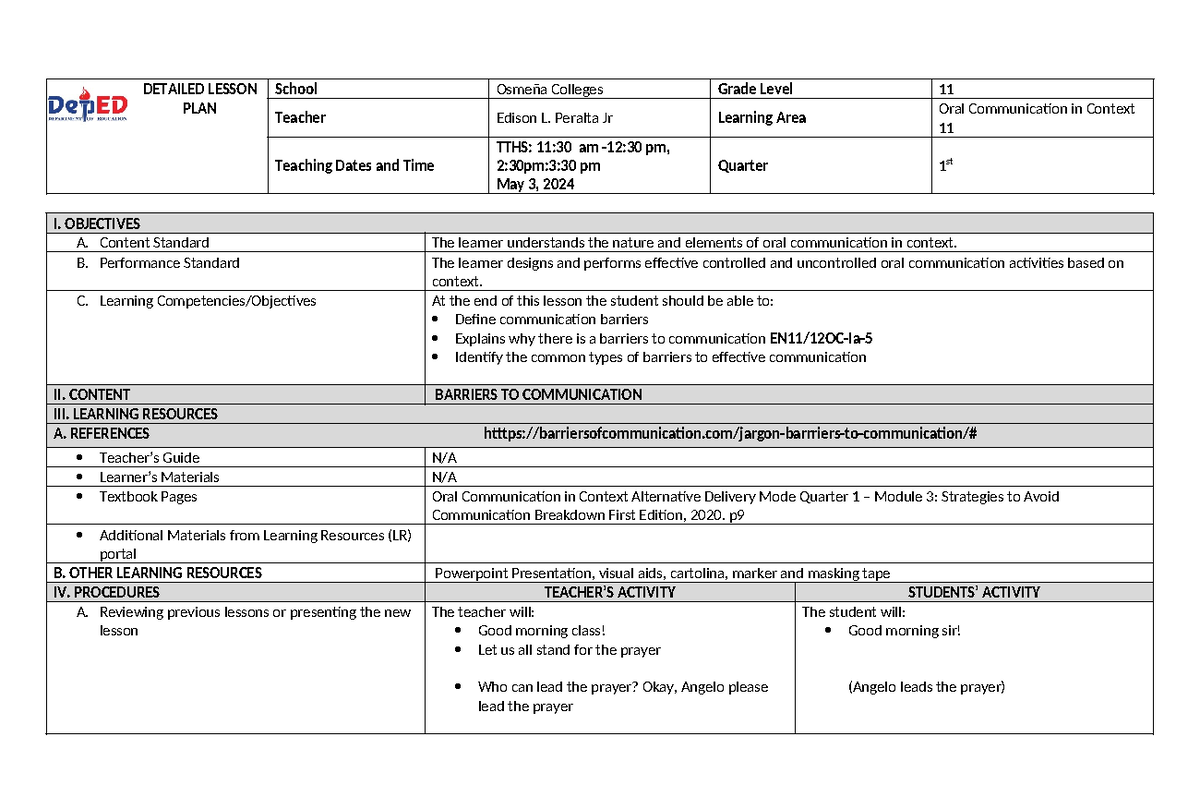 Edison File lesson plan for final demo - DETAILED LESSON PLAN School ...