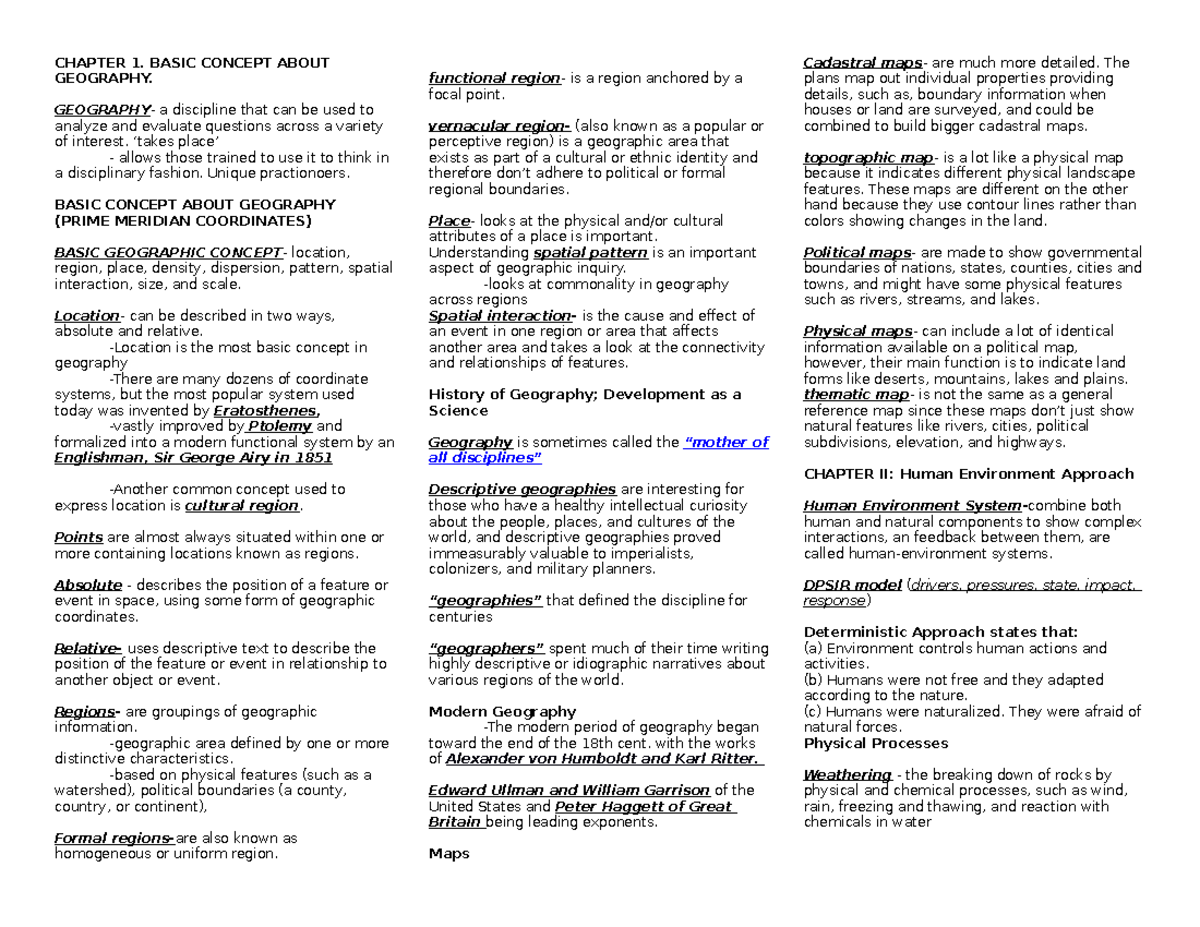 MMW- BSED SSTU MATH - CHAPTER 1. BASIC CONCEPT ABOUT GEOGRAPHY ...