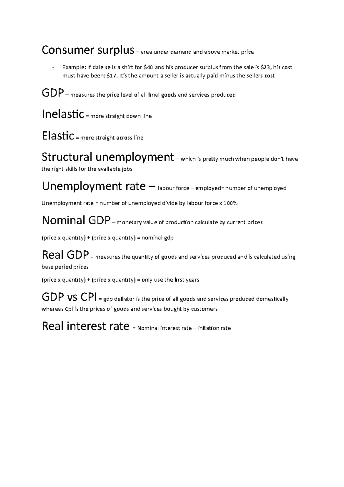 Consumer surplus notes - 023115 - Studocu