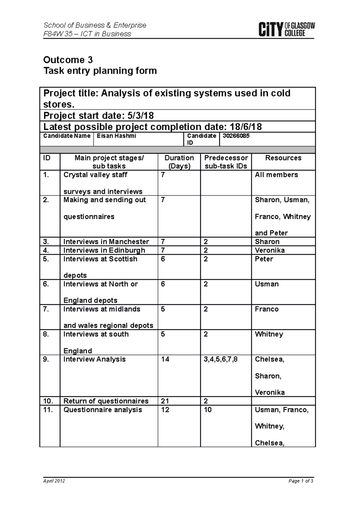 Outcome 3 - School of Business & EnterpriseF84W 35 – ICT in Business ...