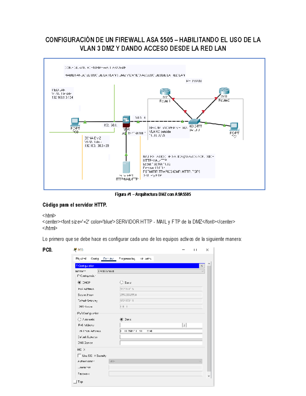 Configuración DE UN Firewall ASA 5505 CON DMZ - CONFIGURACI”N DE UN ...