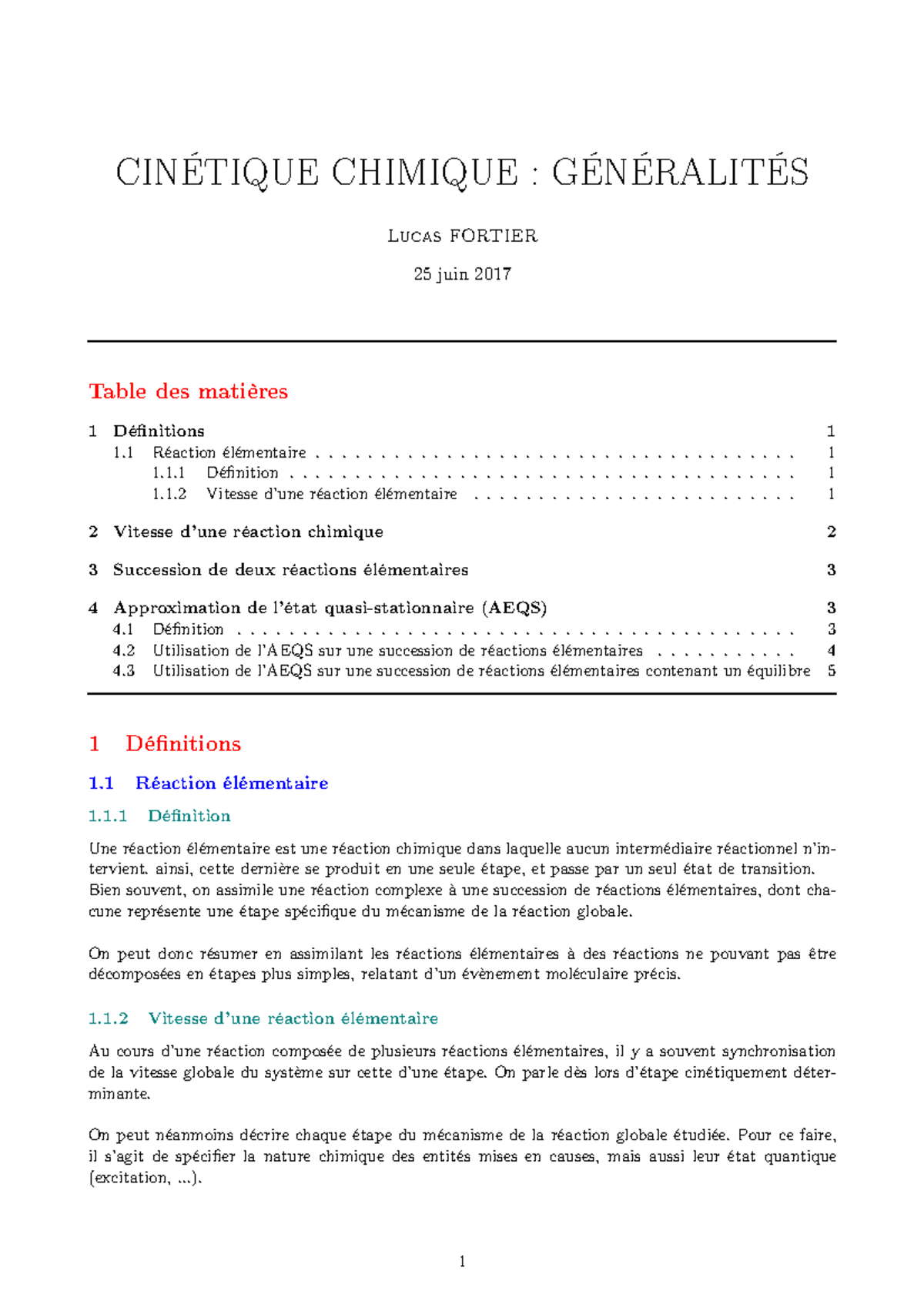 Cinetique chimique 2 - CINÉTIQUE CHIMIQUE : GÉNÉRALITÉS Lucas FORTIER ...