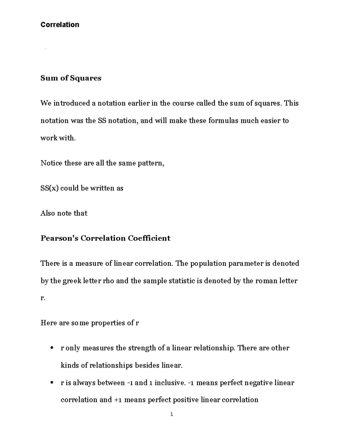 2021- Statistical Sciences - Correlation - Sum Of Squares We Introduced ...