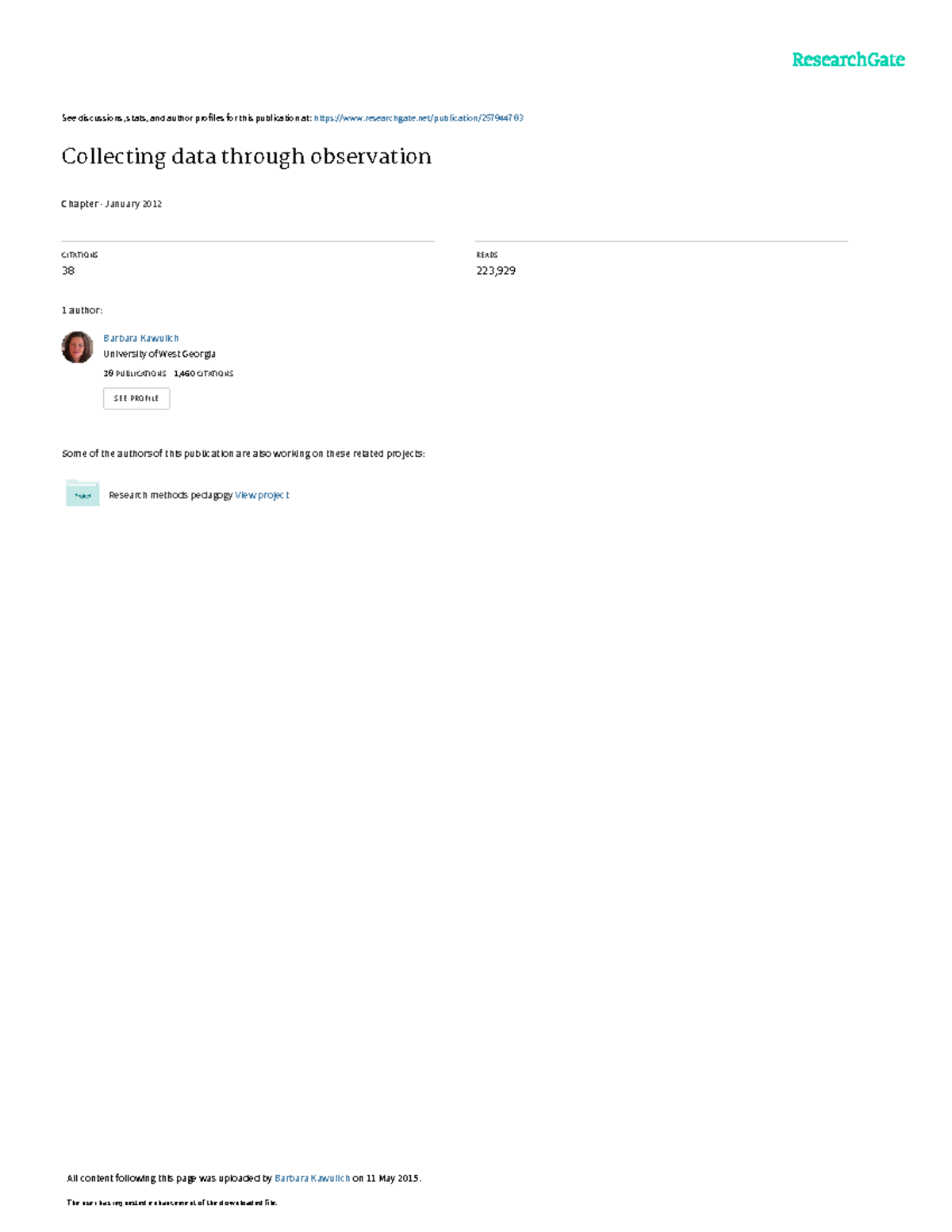 Collecting data through observation - See discussions, stats, and ...