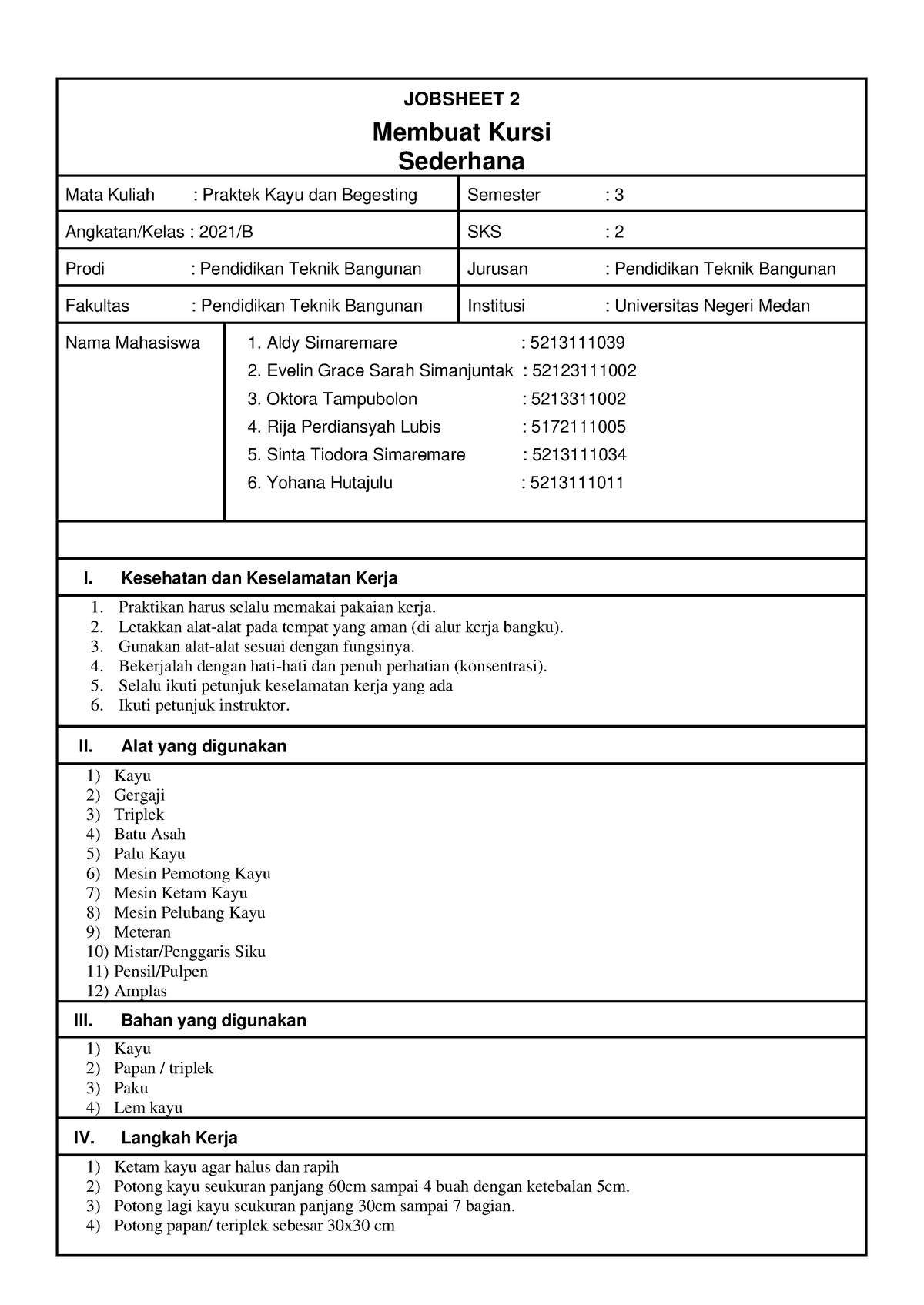 Jobsheet Kursi Sederhana PKB Kel 2 PTB B - JOBSHEET 2 Membuat Kursi ...