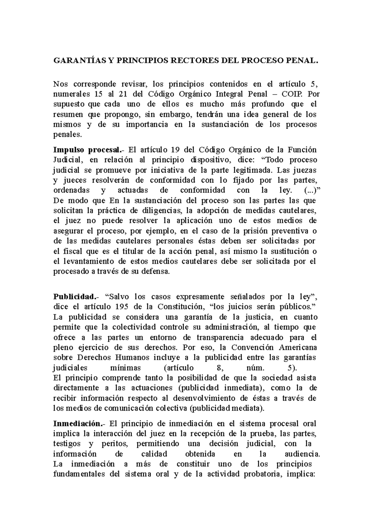 Garantías Y Principios Rectores DEL Proceso Penal - GARANTÍAS Y ...