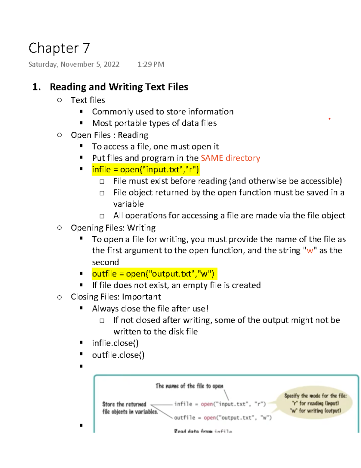 Chapter 7 - Notes - Reading and Writing Text Files Text files ...