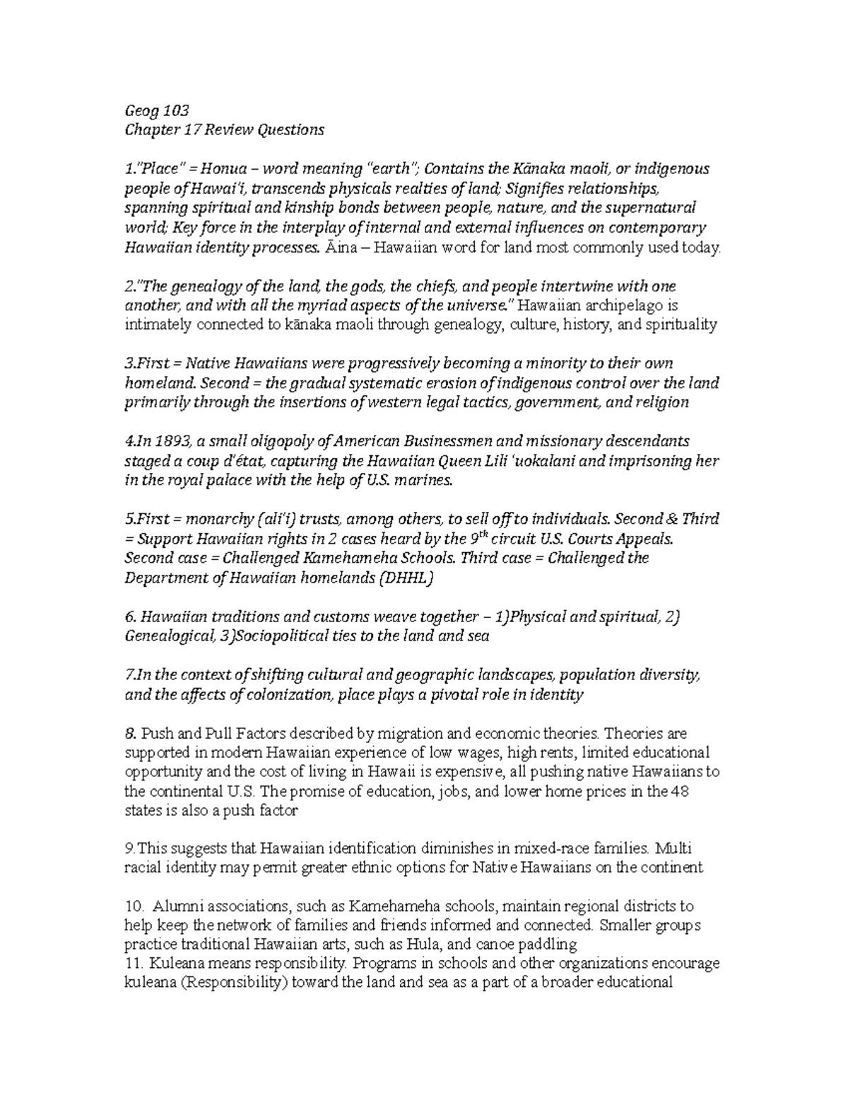Chapter 17 Review Questions - Geog 103 Chapter 17 Review Questions 1 ...