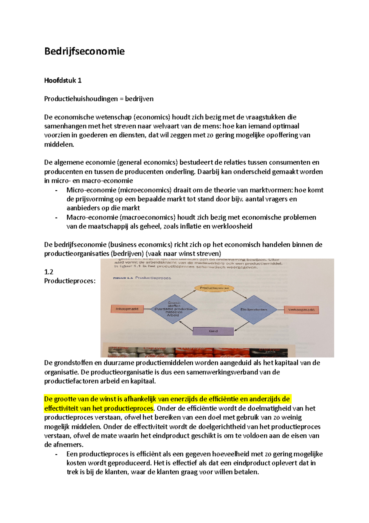 Bedrijfseconomie Samenvatting - Bedrijfseconomie Hoofdstuk 1 ...