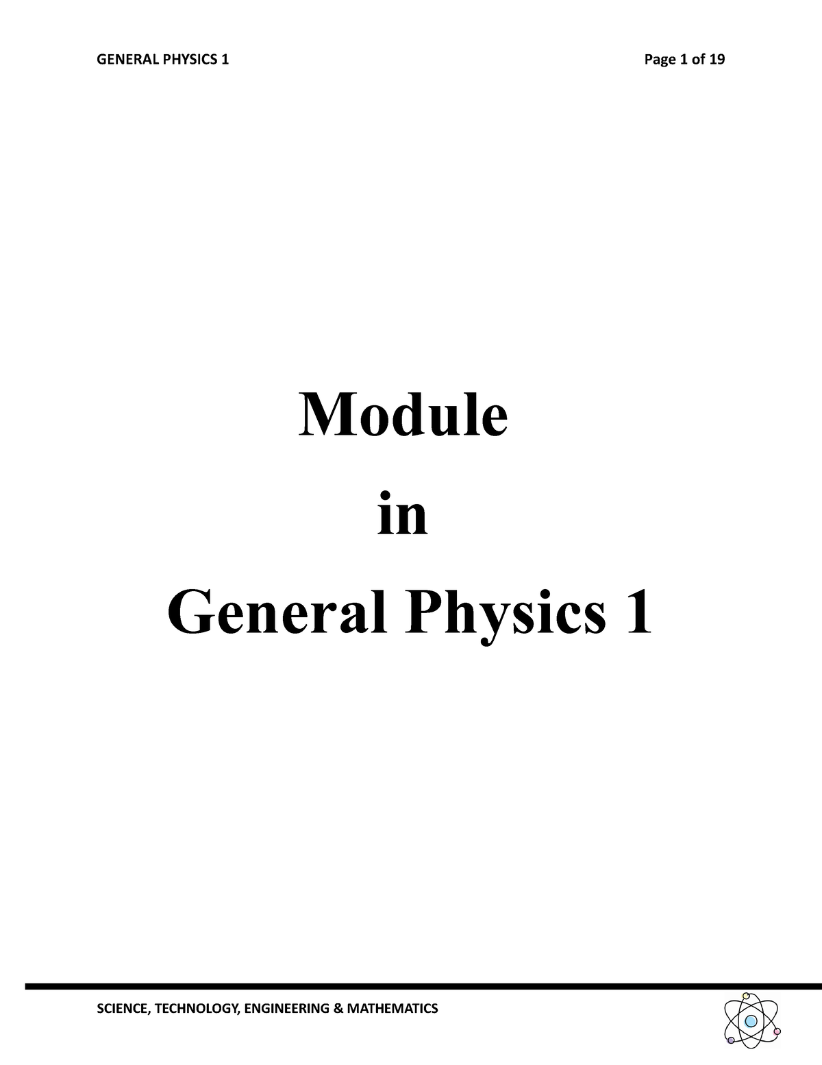 SHS-General Physics 1-Week 1-2 - Module In General Physics 1 MODULE1Q 1 ...