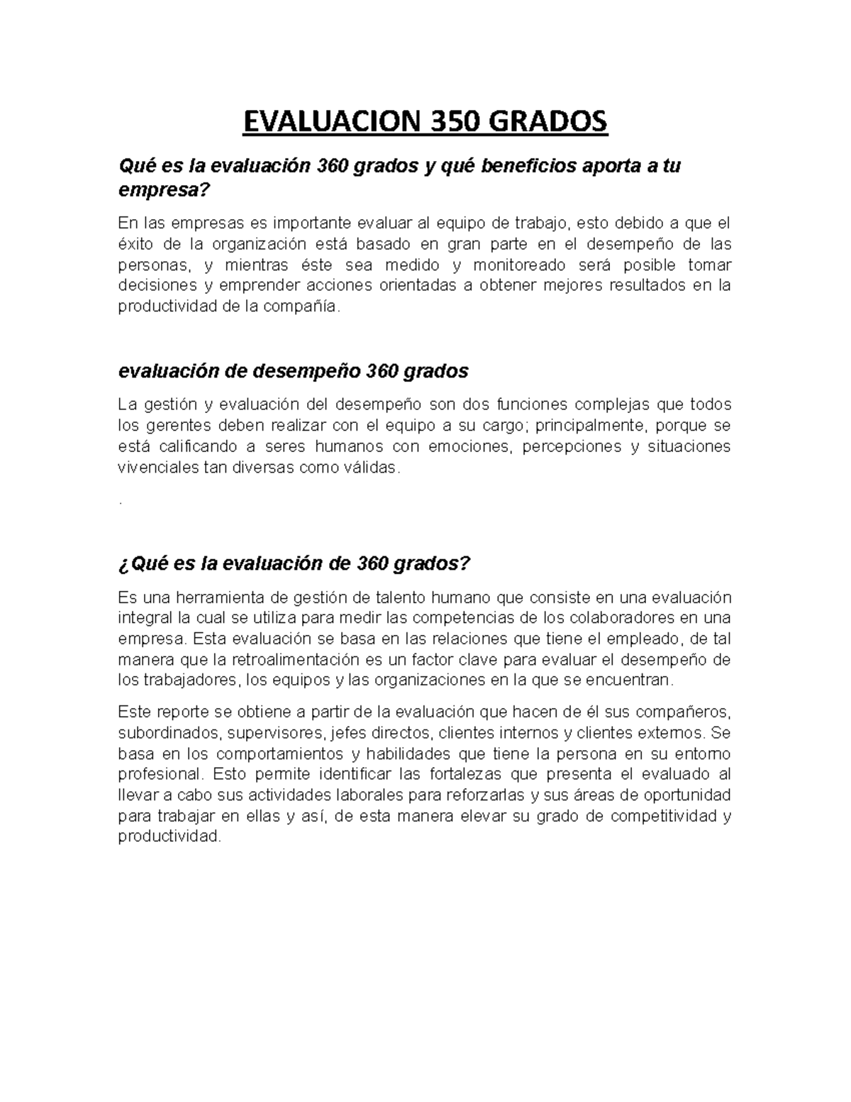 Evaluacion 360 gestion del talento humano - EVALUACION 350 GRADOS Qué ...