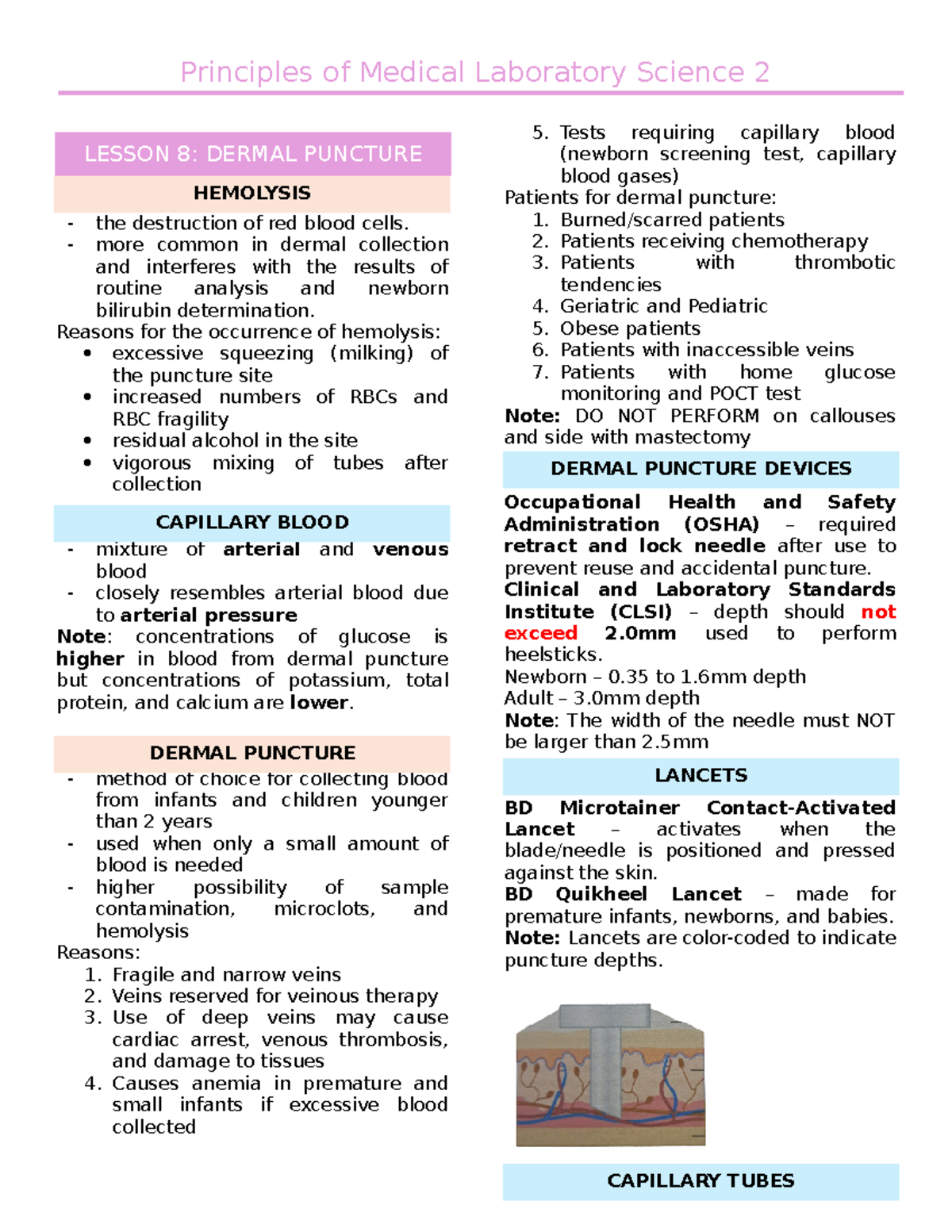 P2 Lecture Pmls 2 Summary Principles Of Medical Laboratory Science P2 Lecture Pmls 2 Summary Principles Of Medical Laboratory Science