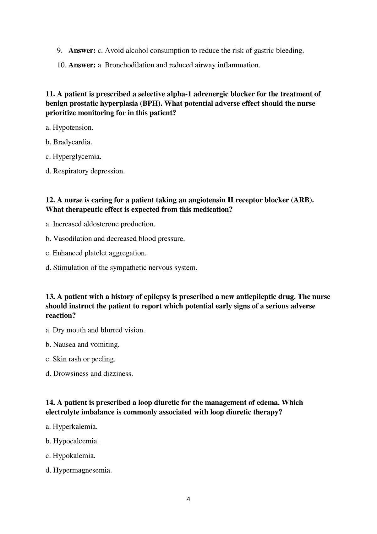 ATI Pharmacology - 4 9. Answer: C. Avoid Alcohol Consumption To Reduce ...