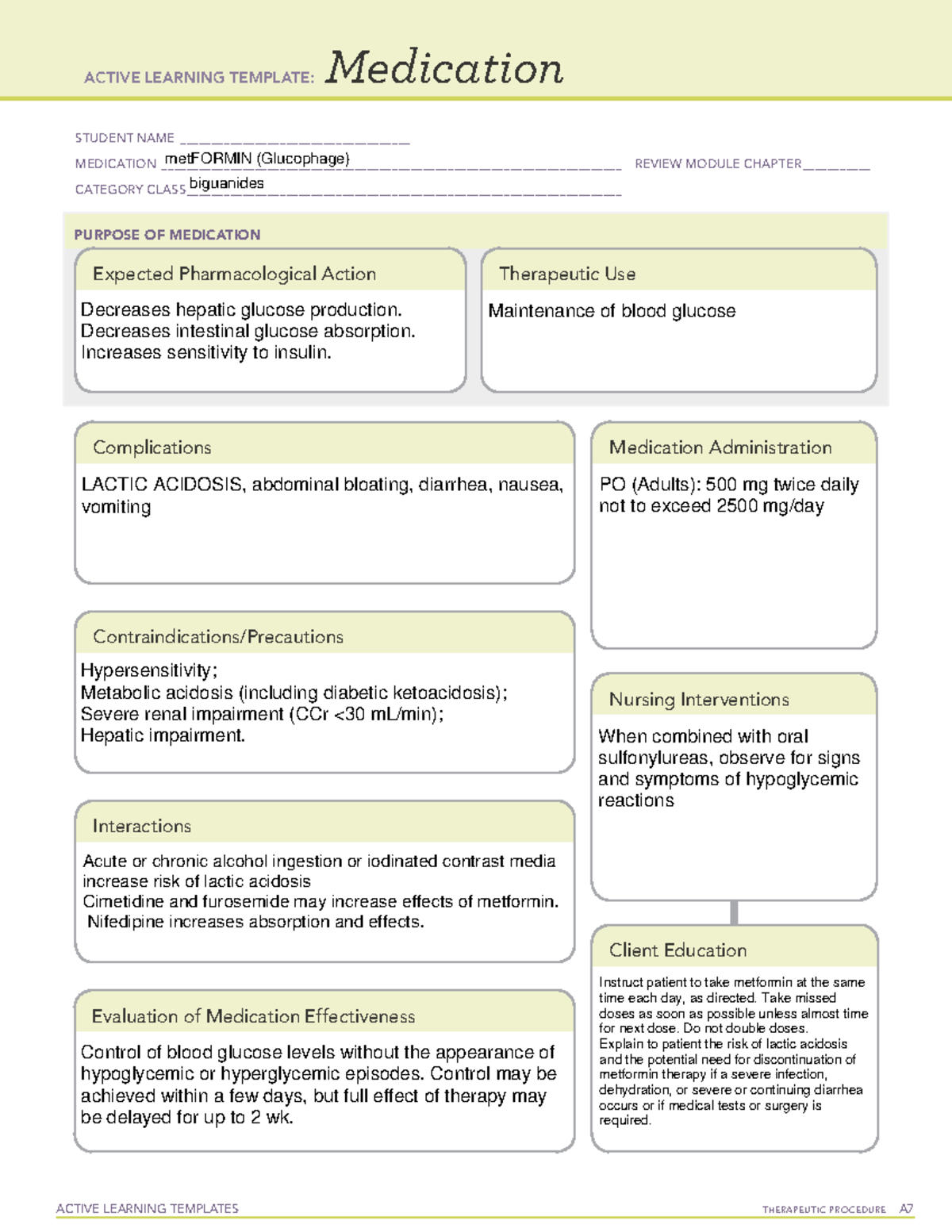 Met Formin (Glucophage) - ACTIVE LEARNING TEMPLATES THERAPEUTIC ...