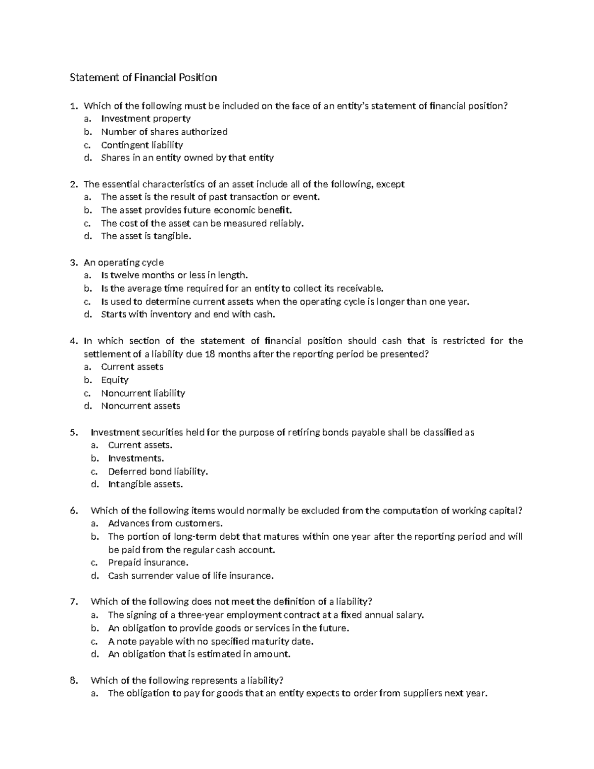 SOFP- Print - N/A - Statement of Financial Position Which of the ...