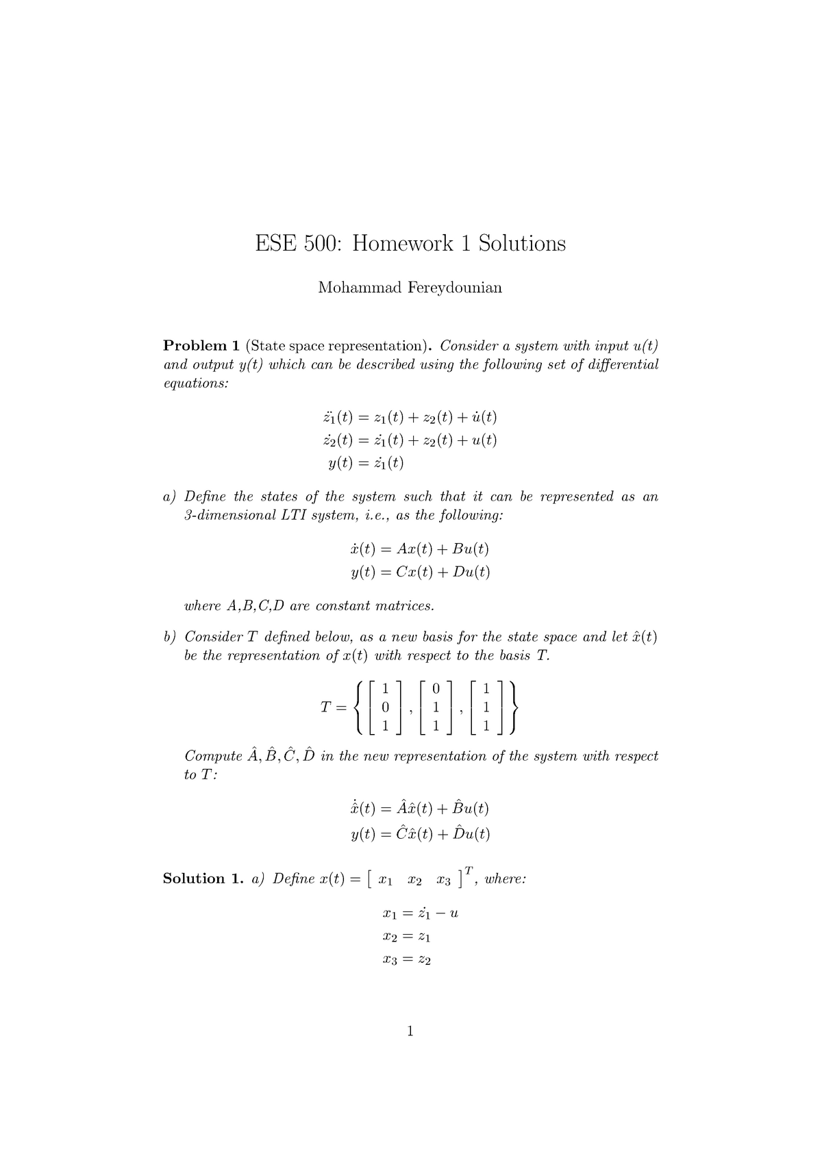 Homework 1 Sol - HW 1 Solutions - ESE 500: Homework 1 Solutions ...