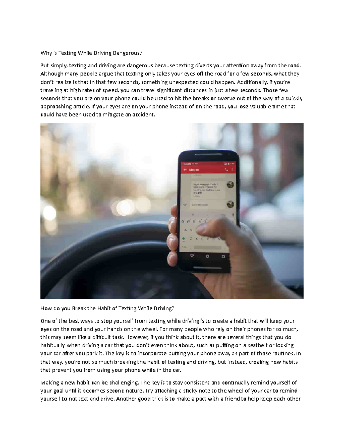 why is texting and driving bad essay