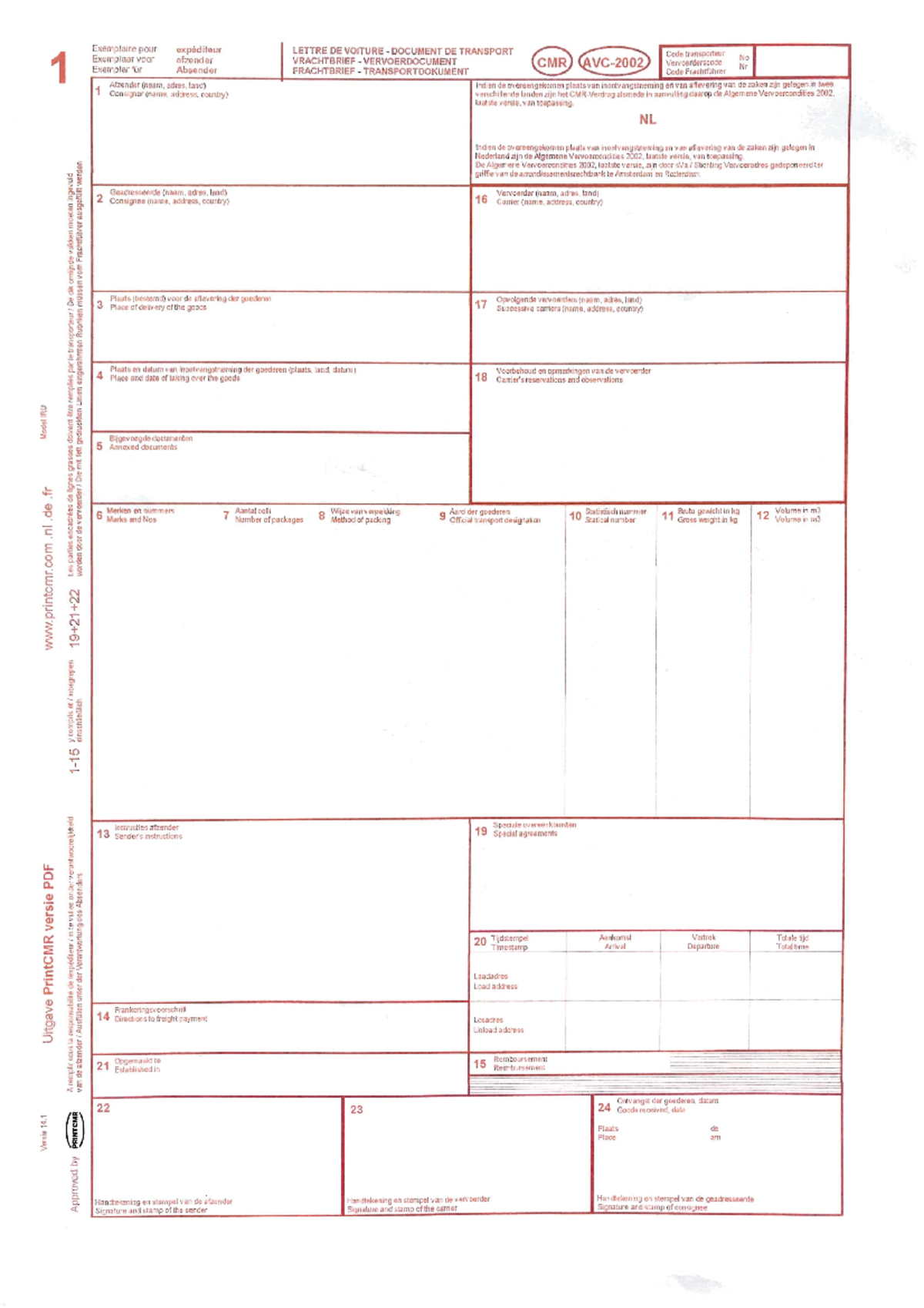 Bijlage 5 CMR-vrachtbrief - Maatschappijkunde - Profiel Zorg & Welzijn