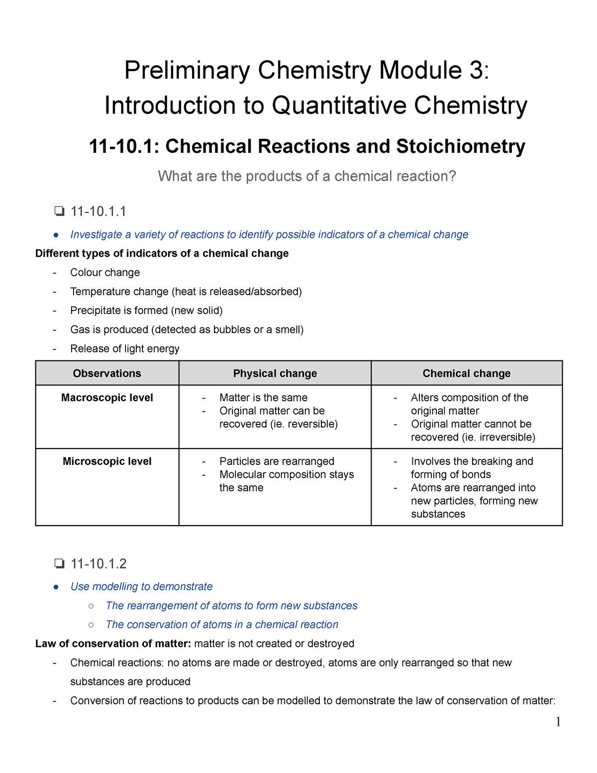 Chemistry Module 3 Summary Notes - Preliminary Chemistry Module 3 ...