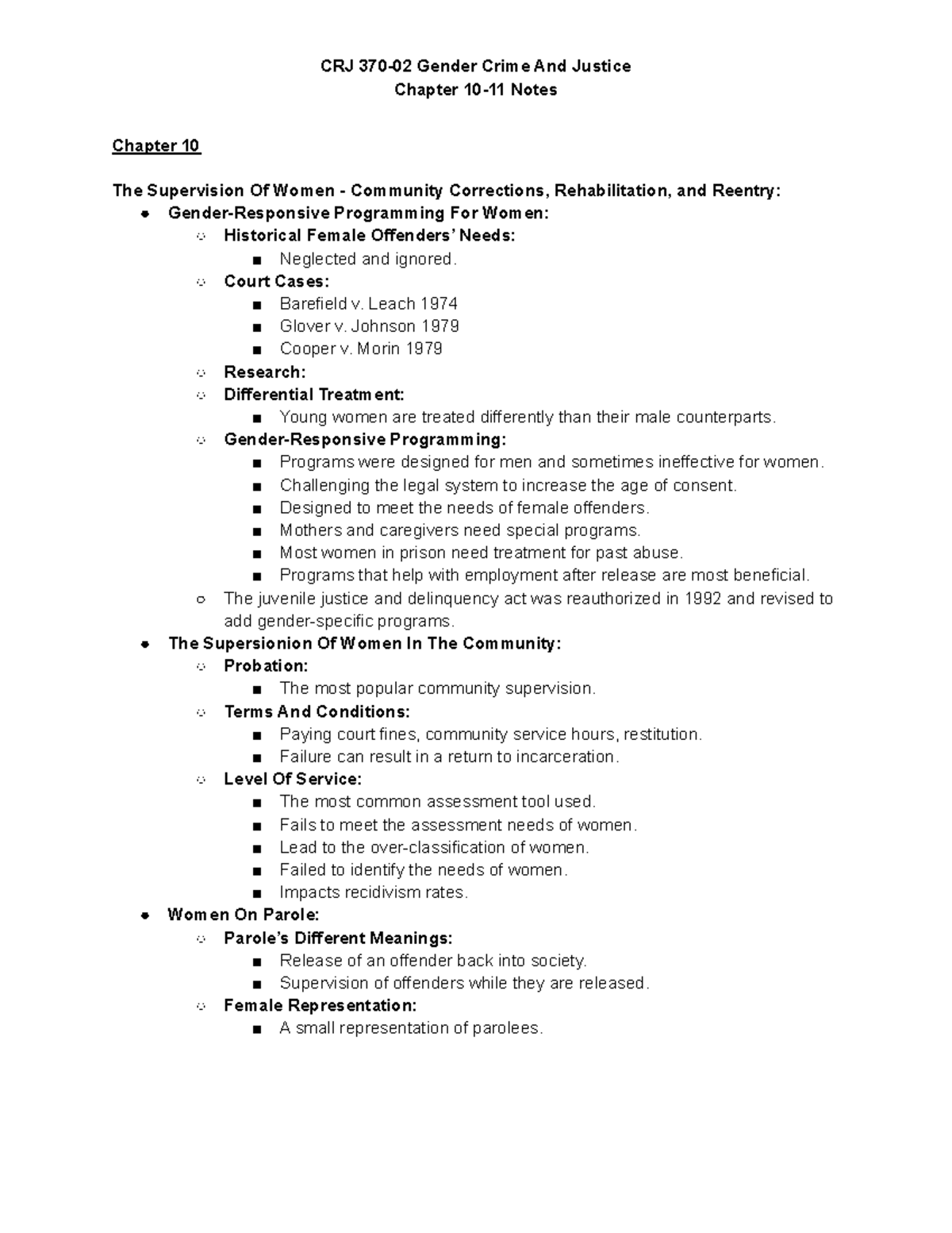 CRJ 360 ch. 10-11 - CRJ 360 ch. 10-11 - Chapter 10-11 Notes Chapter 10 ...