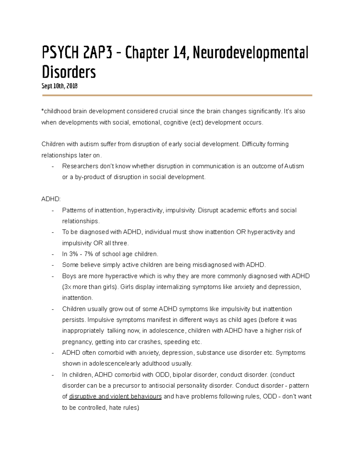 Psych 2AP3 - Chapter 14, Neurodevelopmental Disorders - PSYCH 2AP3 ...