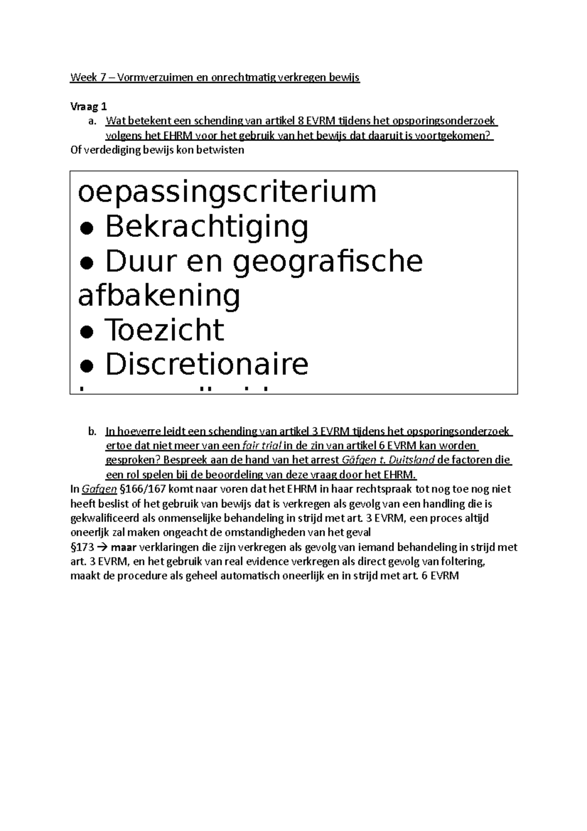 Werkgroep Week 7 Verdieping Strafprocesrecht - UU - Studeersnel