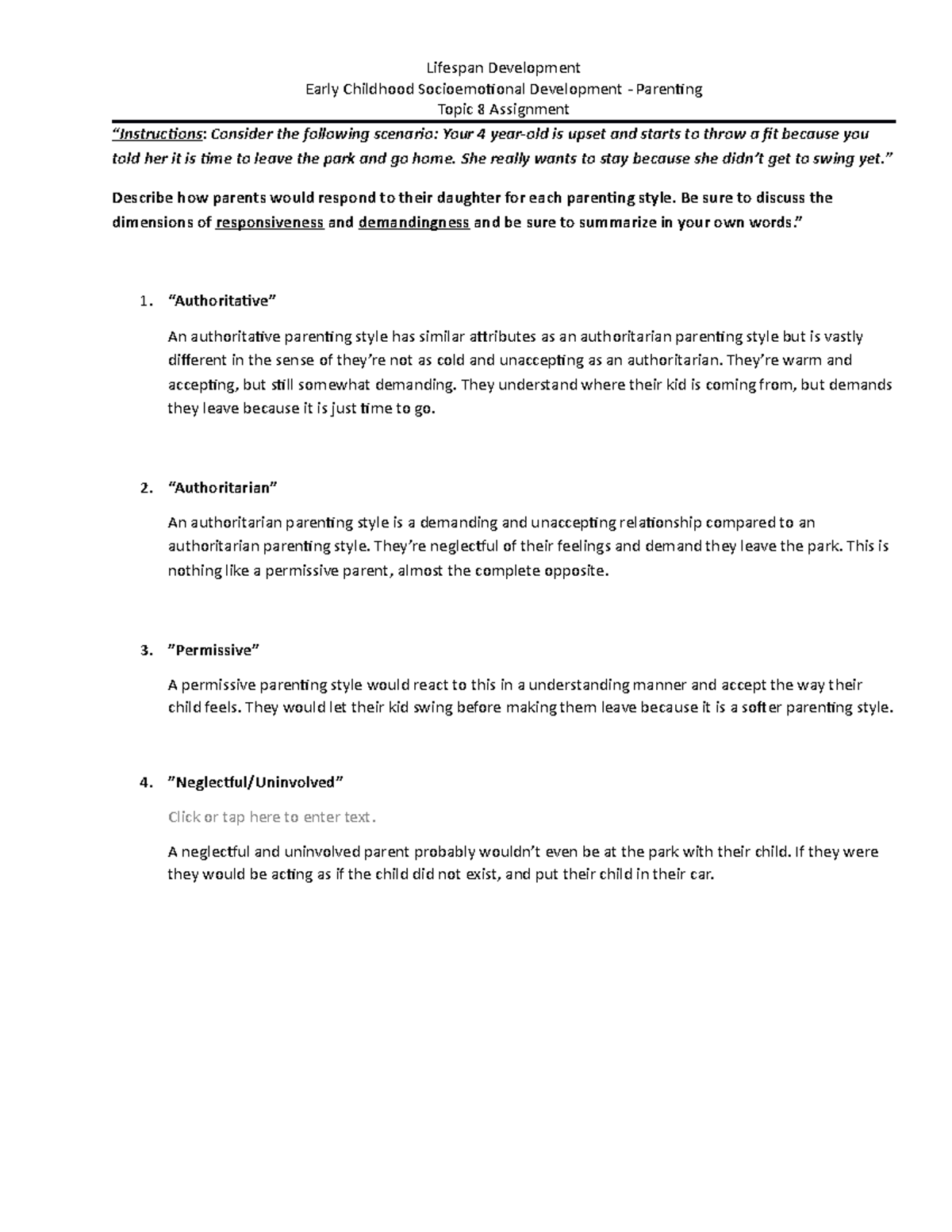 Topic 08. Assignmentt - Lifespan Development Early Childhood ...