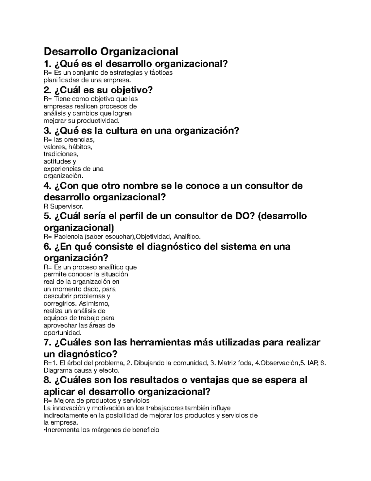 Desarrollo Organizacional - ¿Qué es el desarrollo organizacional? R= Es ...