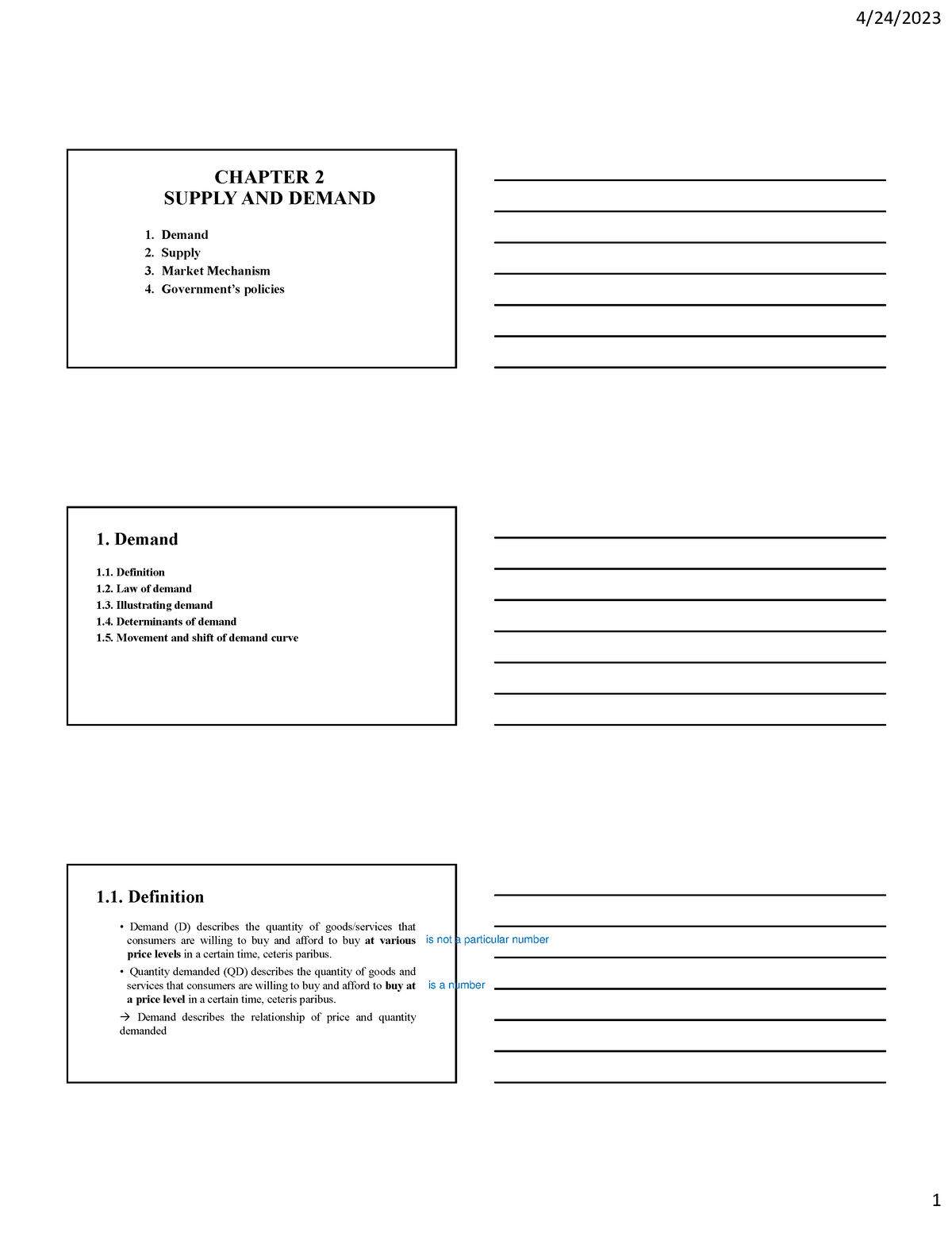 Chap 2 Supply And Demand - CHAPTER 2 SUPPLY AND DEMAND 1. Demand 2 ...