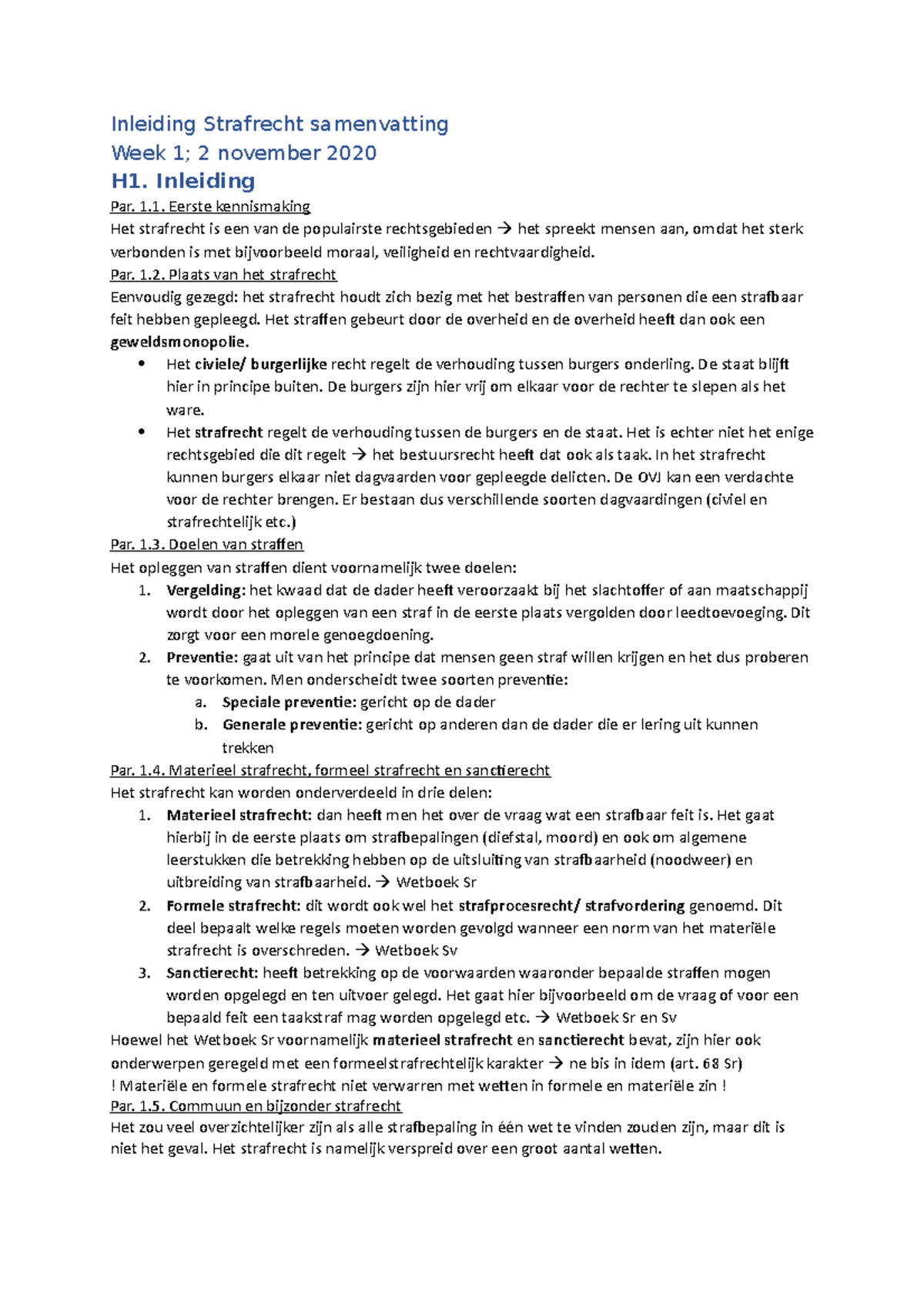 Inleiding Strafrecht Samenvatting 2020 (universiteit Leiden ...