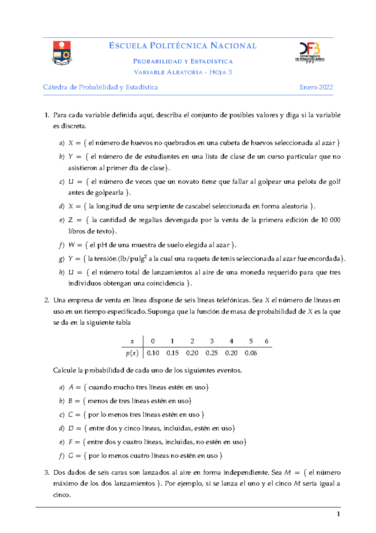Hoja De Ejercicios 3 - Deber - ESCUELAPOLITÉCNICANACIONAL PROBABILIDAD ...