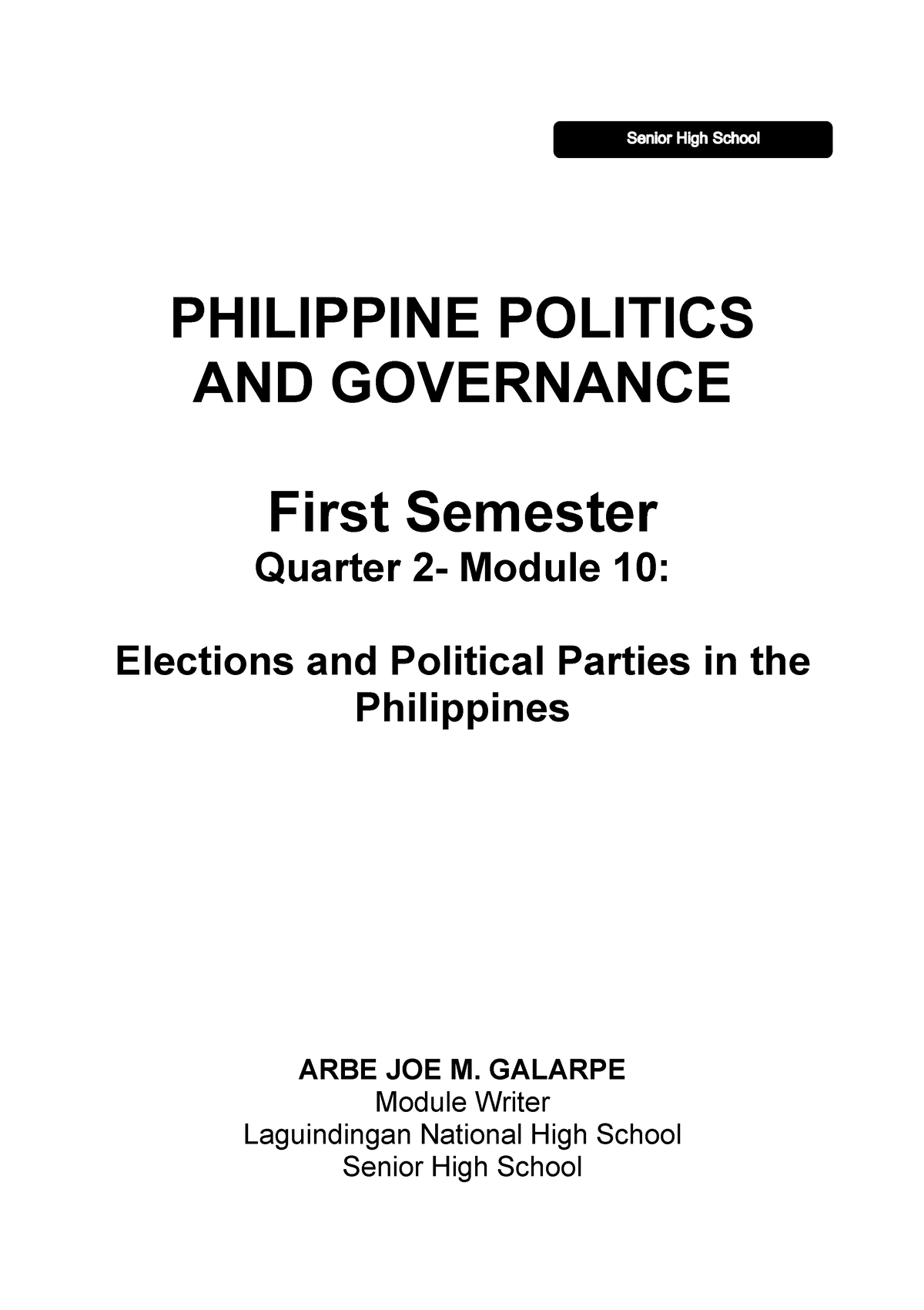 PPG12 Q2 Mod10 Elections-and-Political-Parties-in-the-Philippines ...