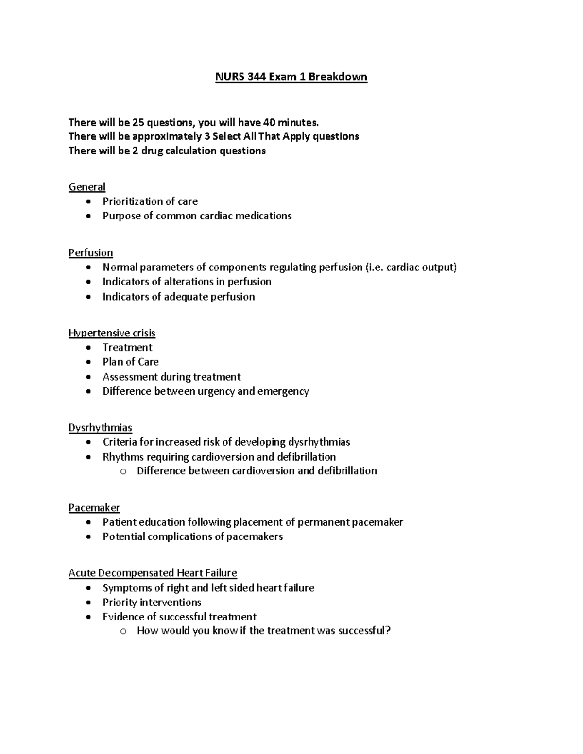 Med Surg 2 Exam 1 Breakdown - NURS 344 Exam 1 Breakdown There Will Be ...