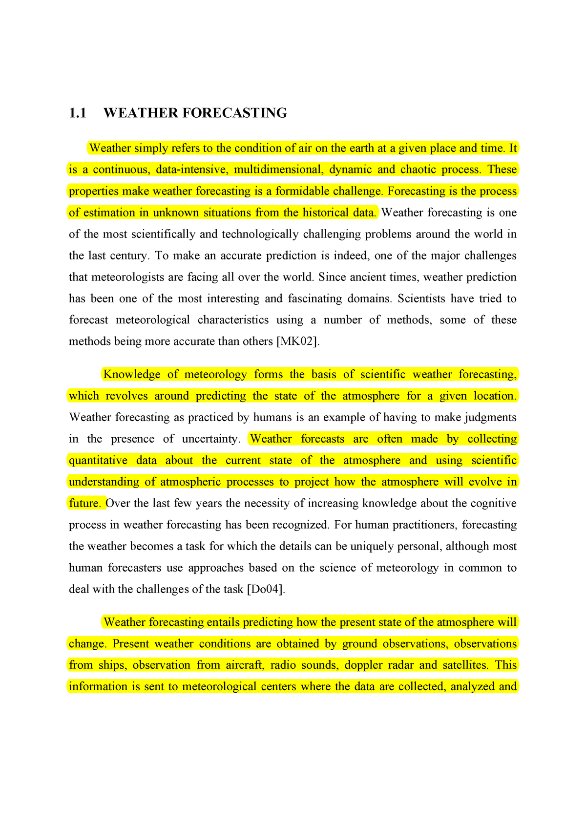 research paper about weather forecast