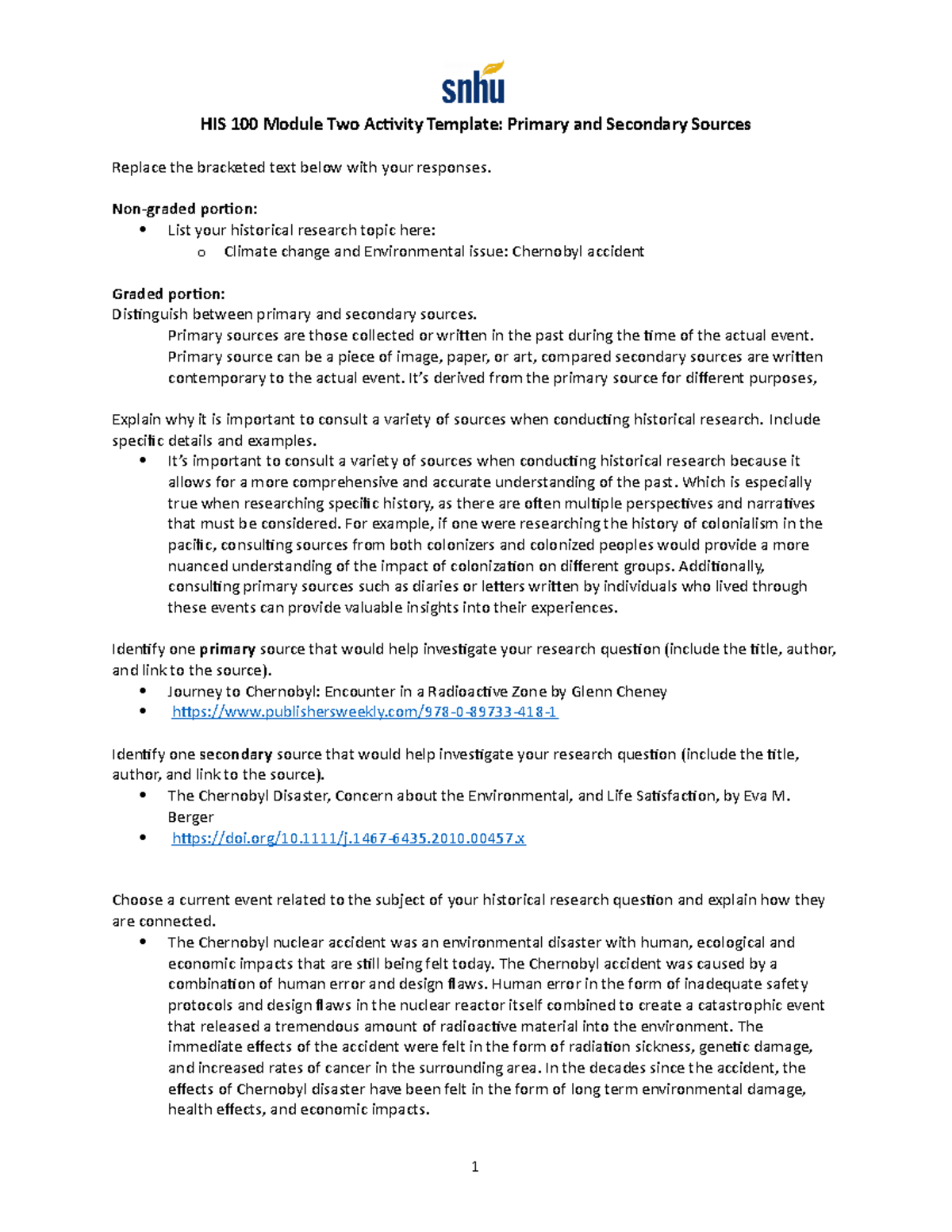 Module Two Activity - COURSE WORK - HIS 100 Module Two Activity ...