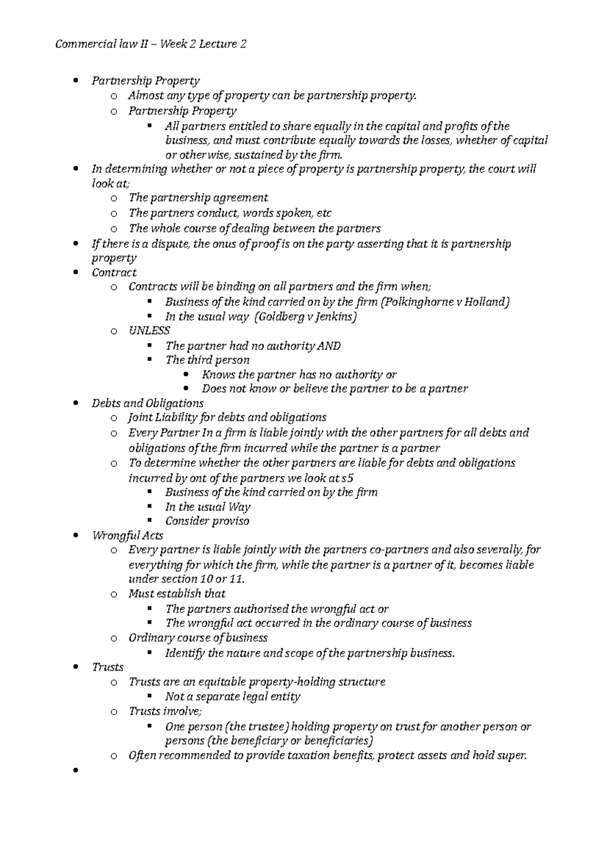 Commercial Law II - Week 2 Lecture 2 - Commercial law II – Week 2 ...