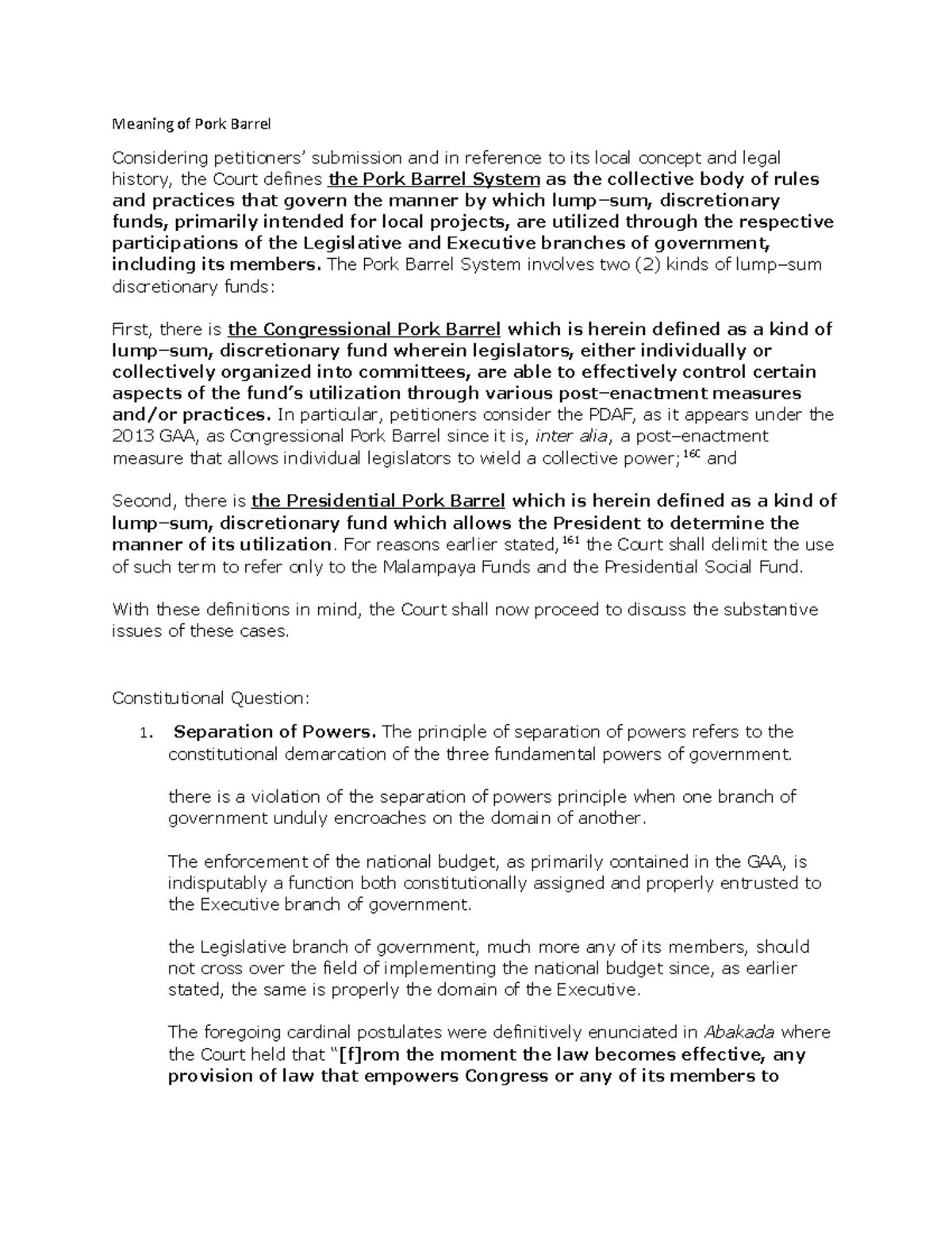 Belgica PORK Barrel Cases which may help in your study of law. Good