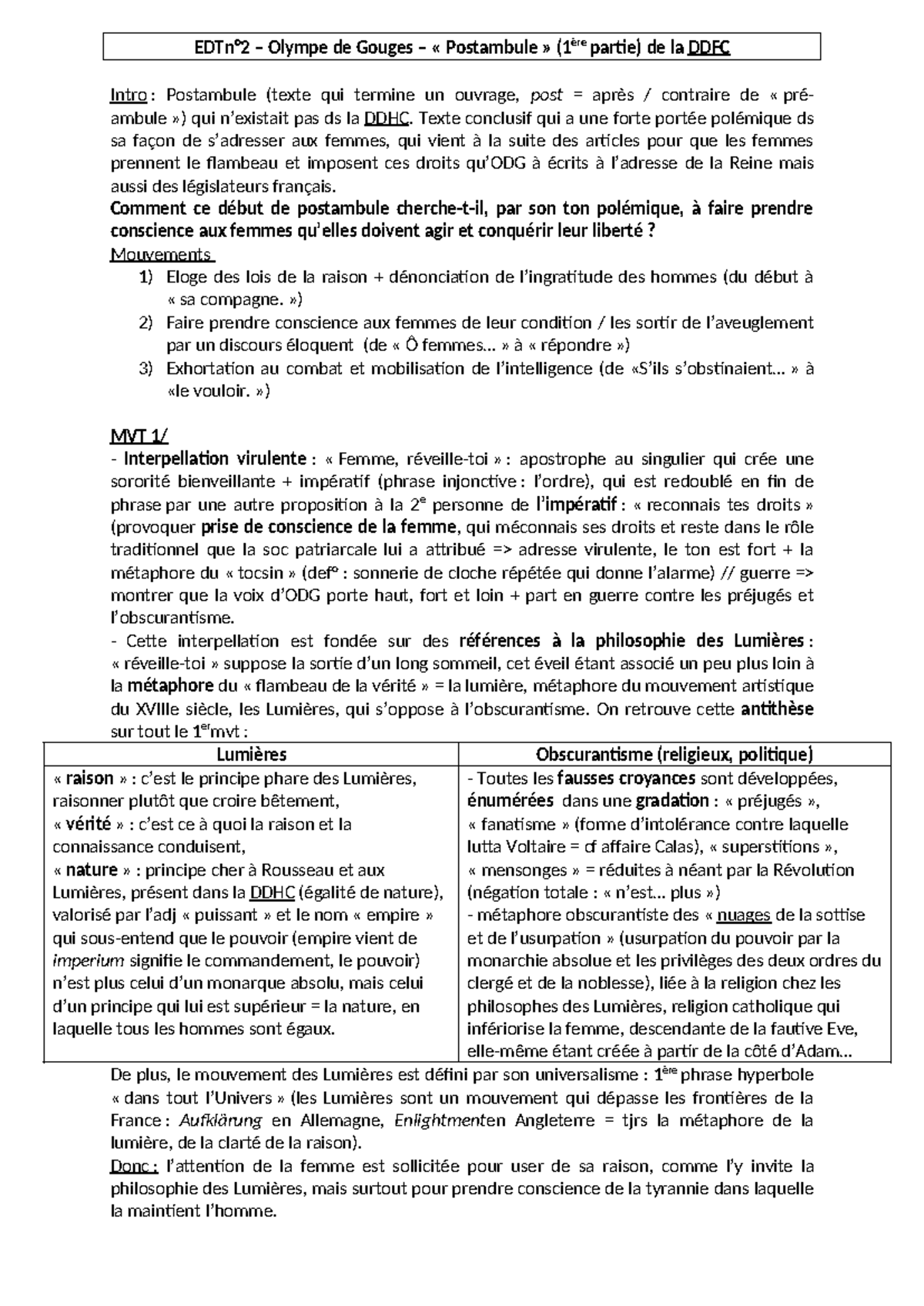 EDT postambule 1 (14) - EDTn°2 – Olympe de Gouges – « Postambule ...