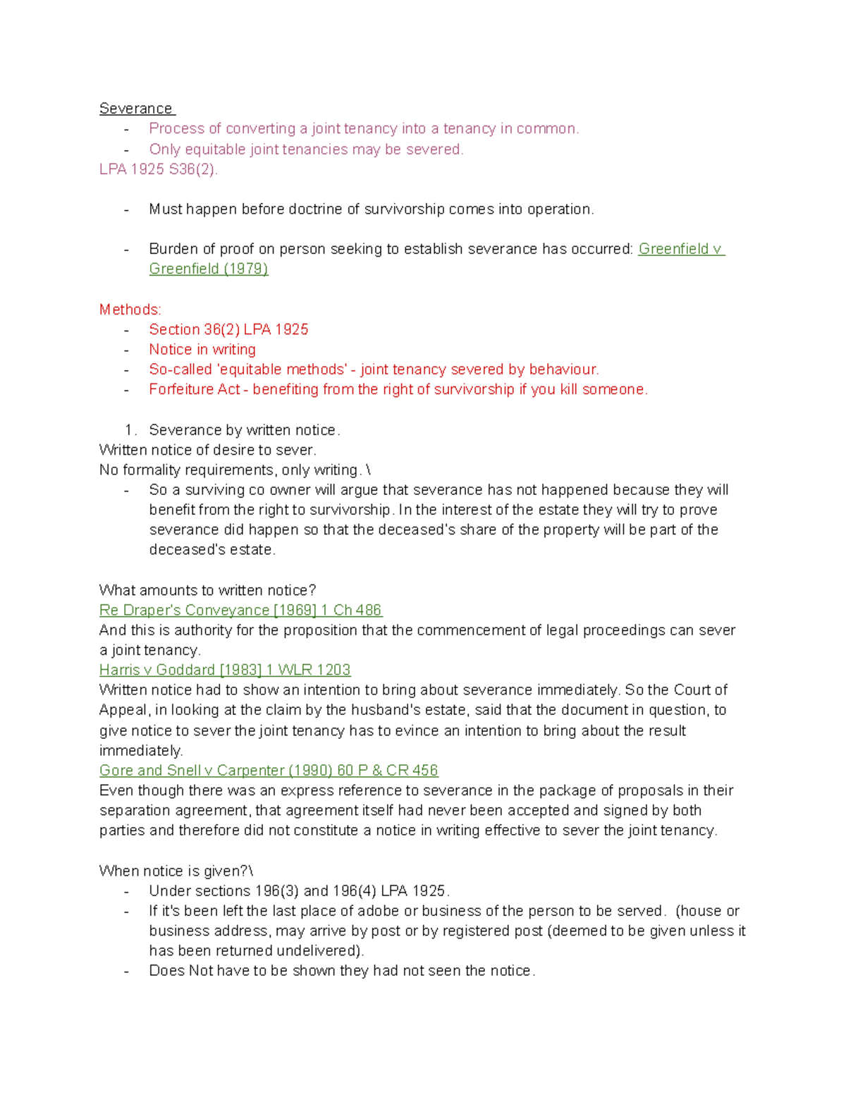 Severance of Joint Tenancy Severance Process of converting a joint