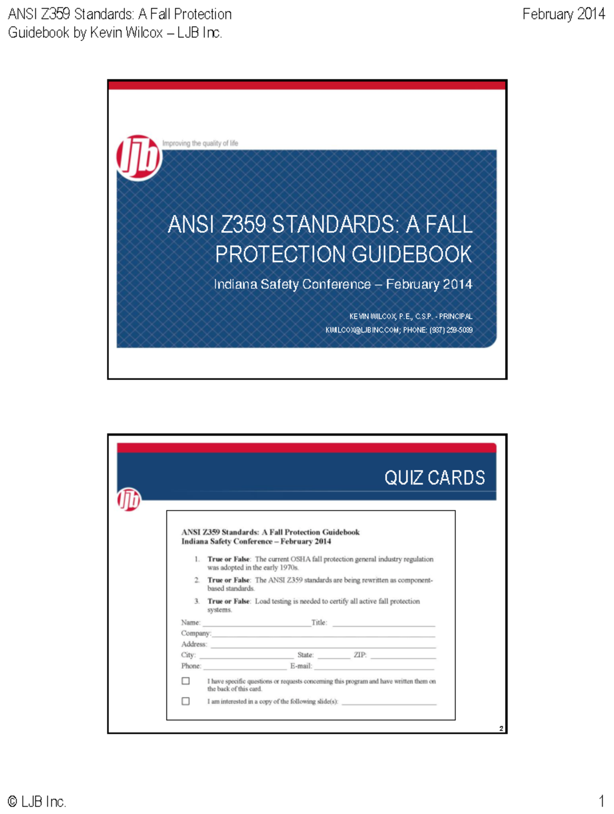 CS3 - examen anzi - Guidebook by Kevin Wilcox – LJB Inc. ANSI Z359 ...