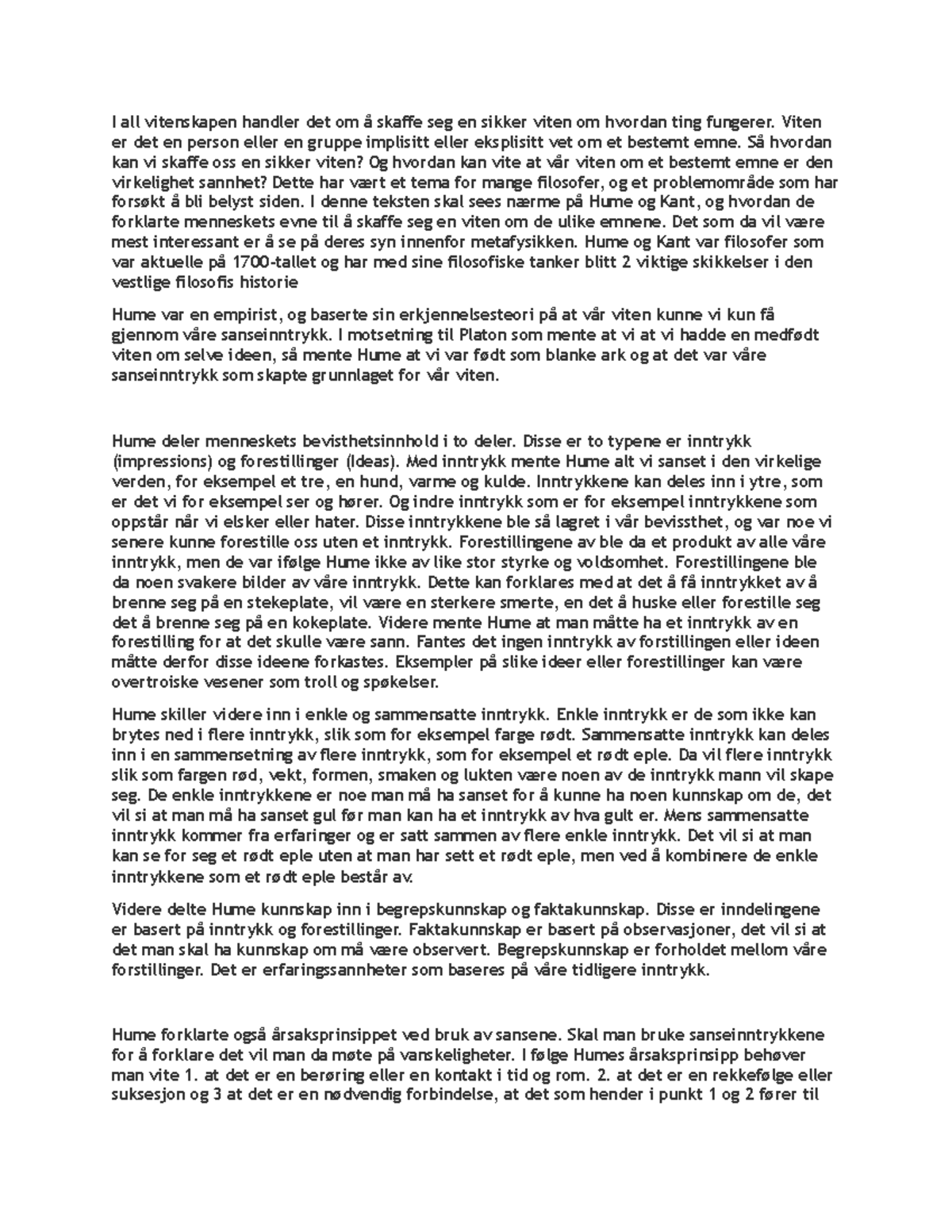 Hume vs kant I all vitenskapen handler det om å skaffe seg en sikker