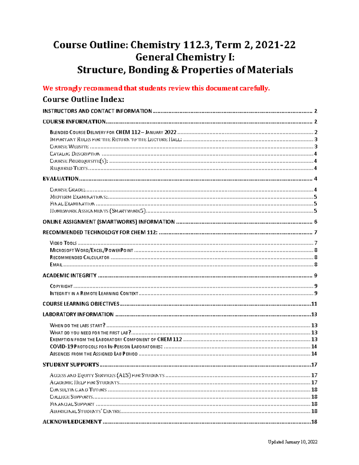 22011 0CHEM 112 Syllabus 202122 T2 Course Outline Chemistry 112