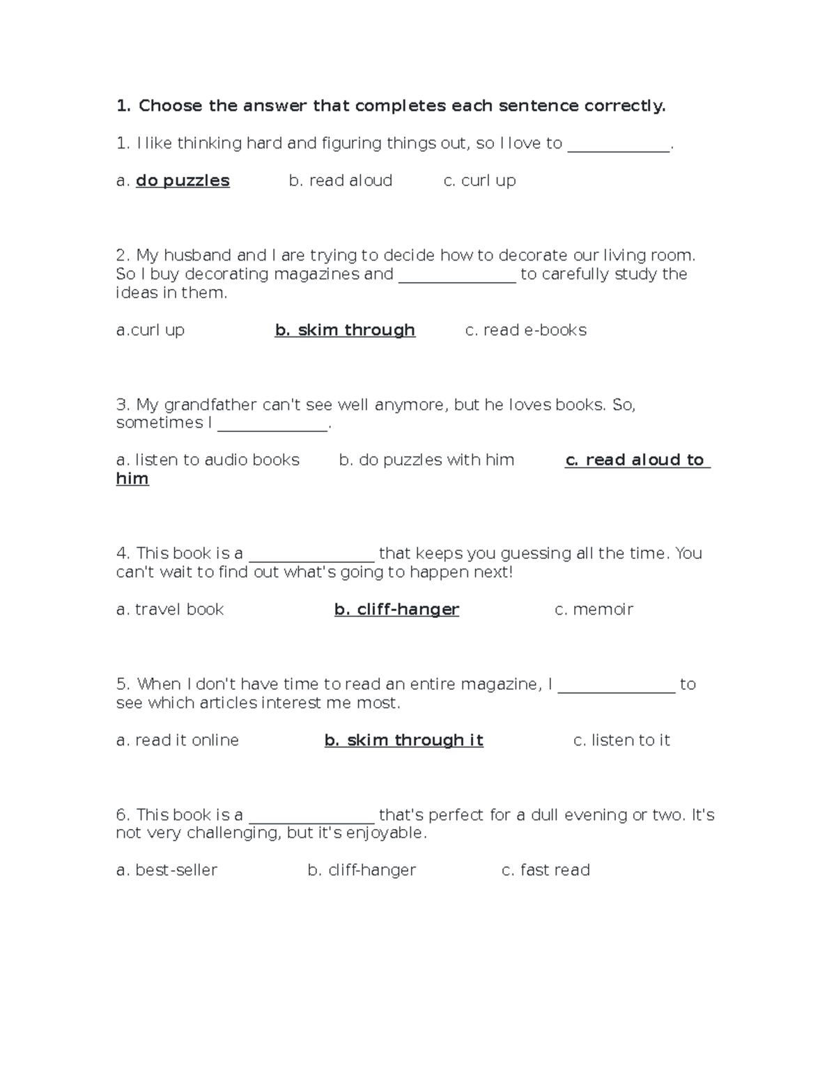 Anyelina english - interesante - Choose the answer that completes each ...