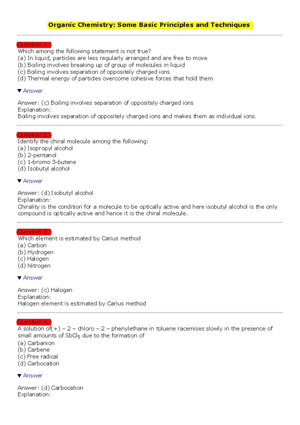 Organic Chemistry - Some Basic Principles and Techniques - Organic ...