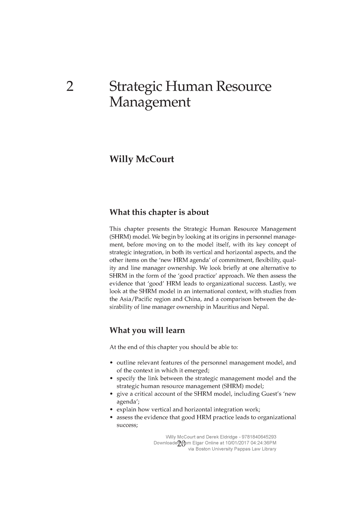 strategic human resource management research paper