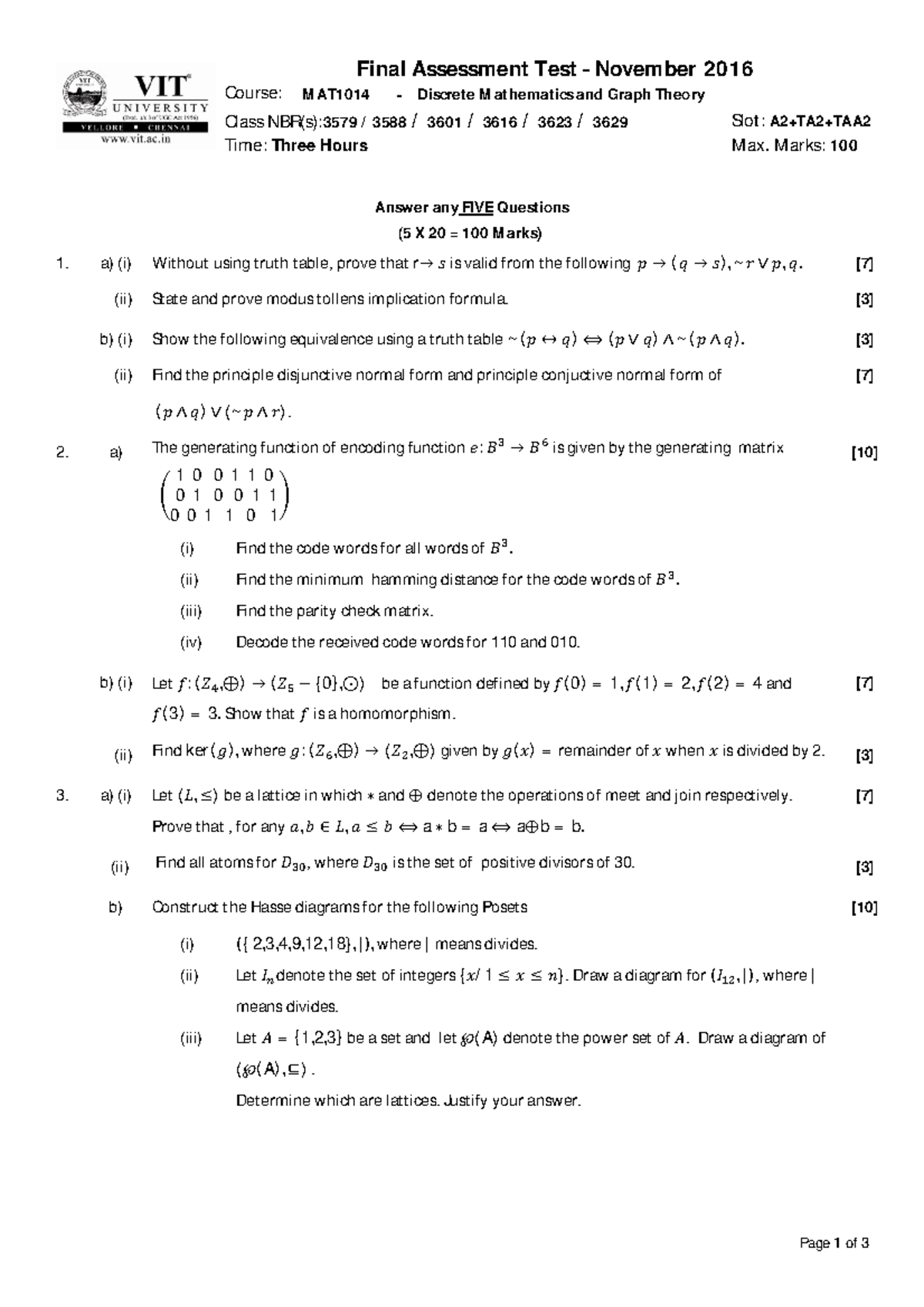 Formative Assessment Test - Page 1 of 3 Final Assessment Test ...