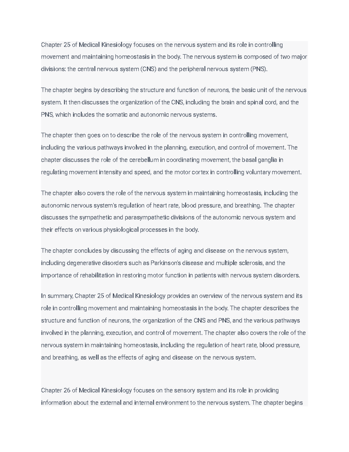 Medical Kinesiology (17) Chapter 25 of Medical Kinesiology focuses on