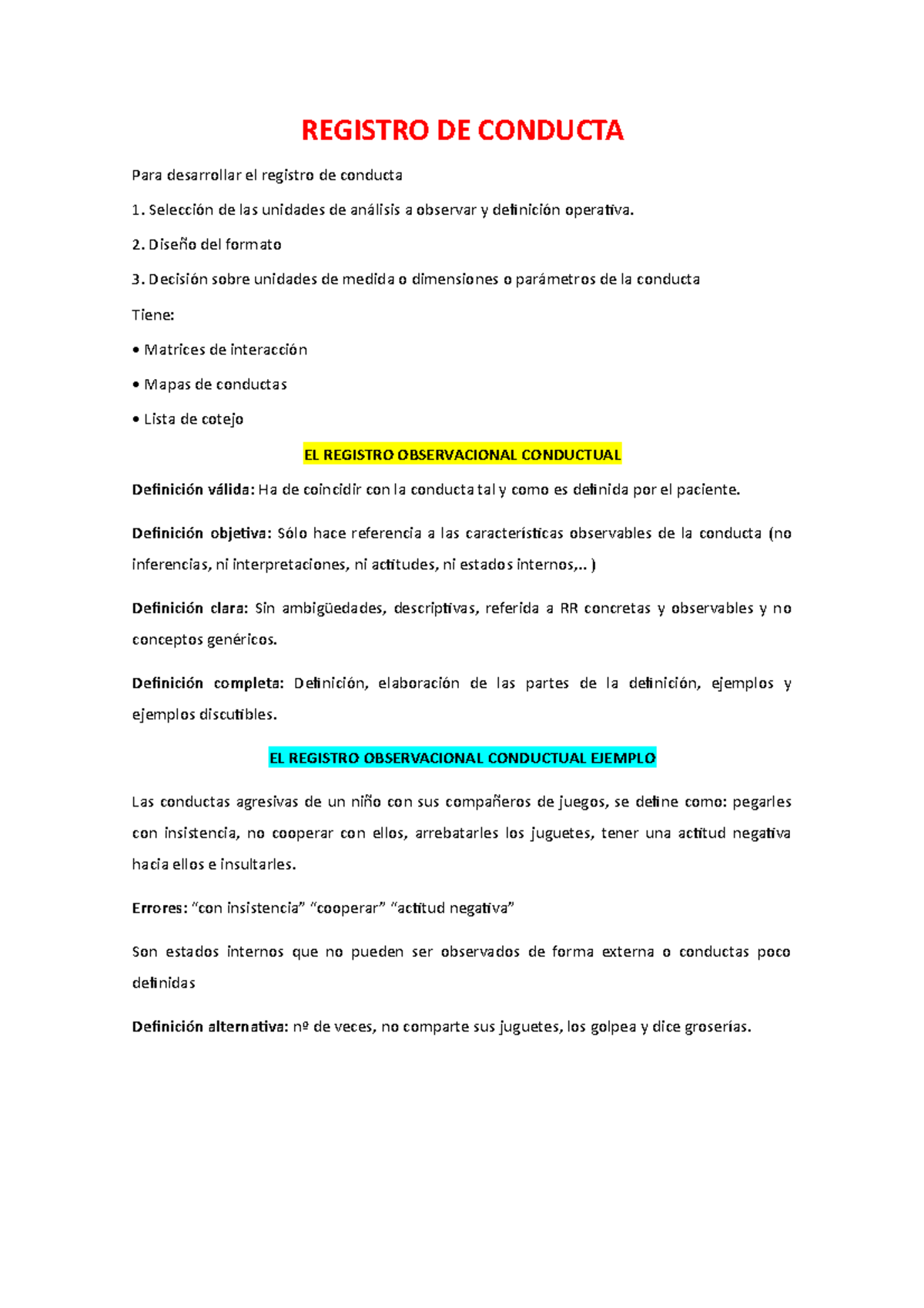 Registro DE Conducta - REGISTRO DE CONDUCTA Para desarrollar el ...