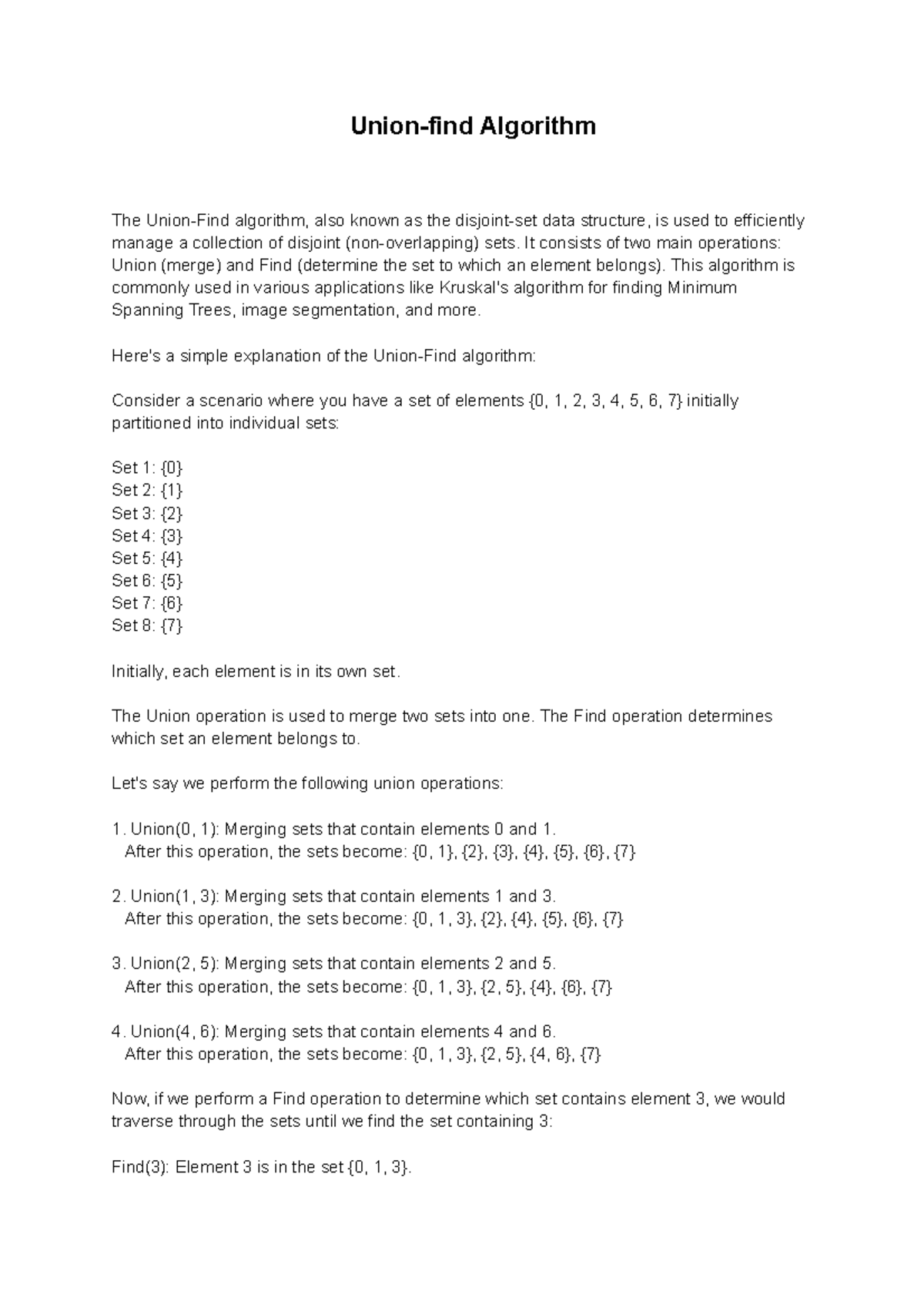 Q5 - bkjhkjk - Union-find Algorithm The Union-Find algorithm, also ...