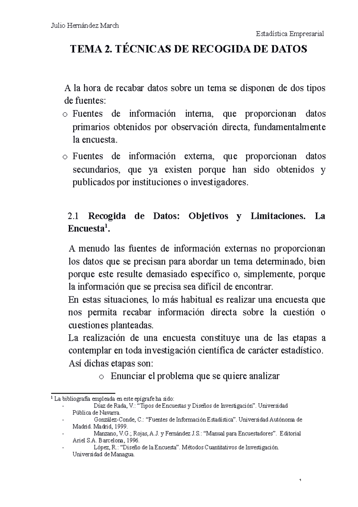 Nuevo TEMA 2 - tema - Estadística Empresarial TEMA 2. TÉCNICAS DE ...